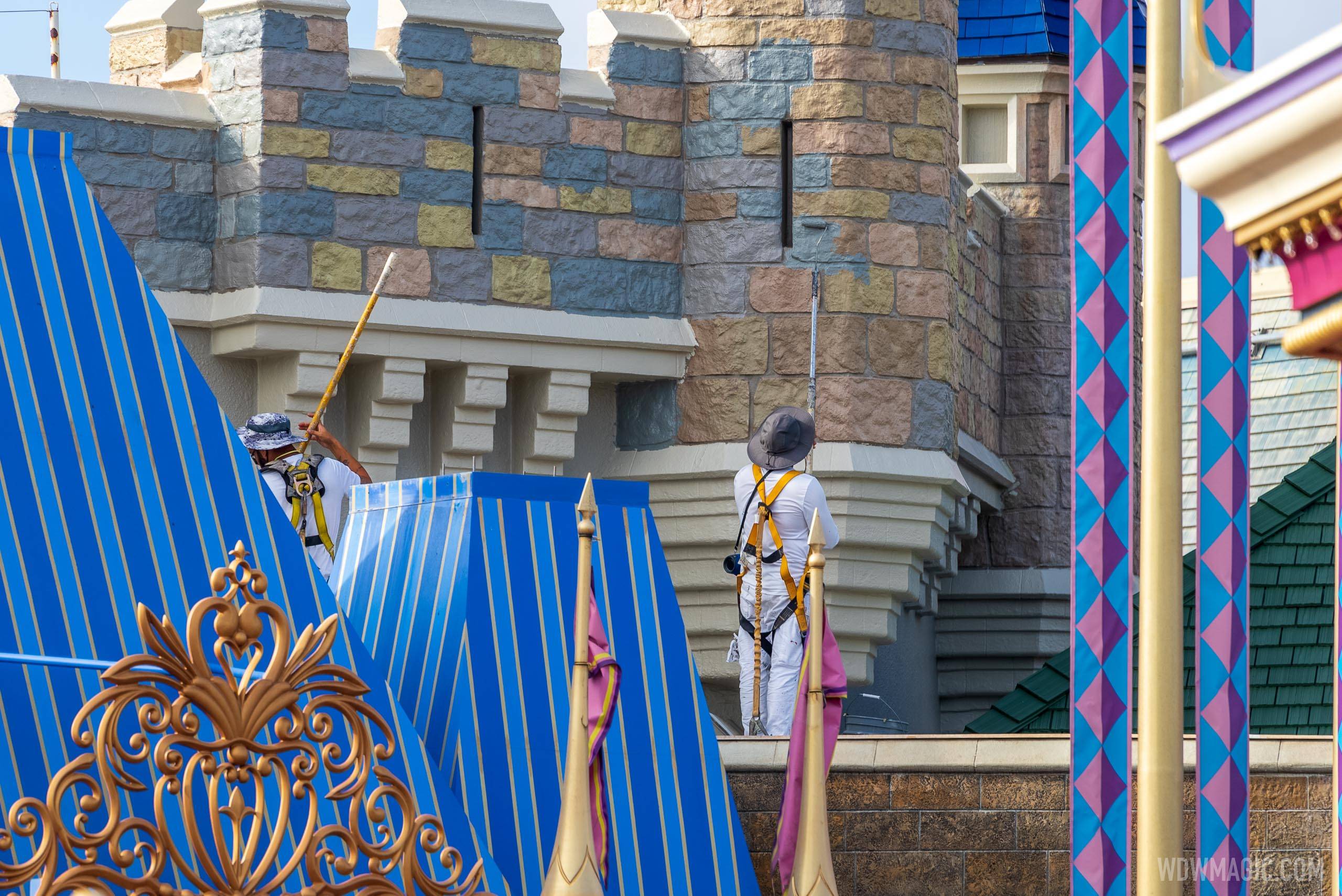 Fantasyland refurbishment moves to the castle wall above Princess Fairytale Hall at the Magic Kingdom
