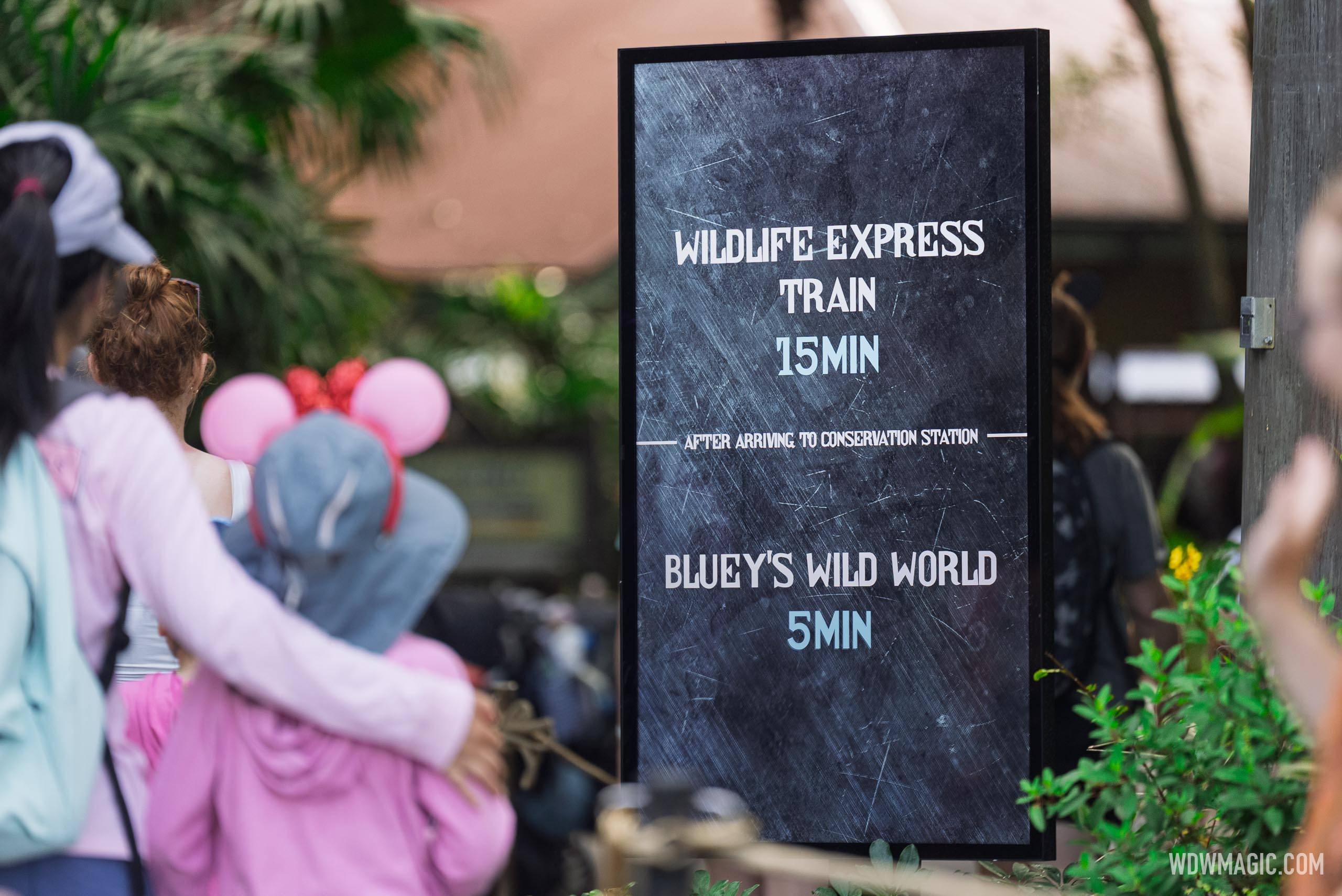 Wildlife Express and Bluey Wait Time Display