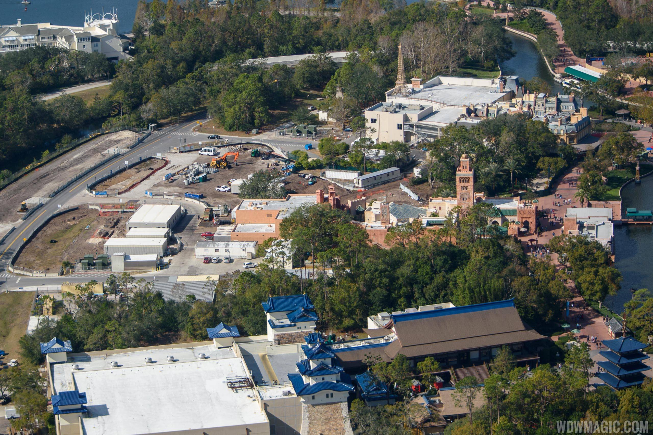 PHOTO - Aerial view of the Ratatouille construction site at Epcot