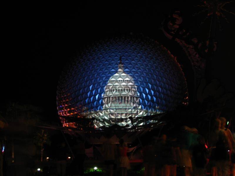 Images projected onto Spaceship Earth.