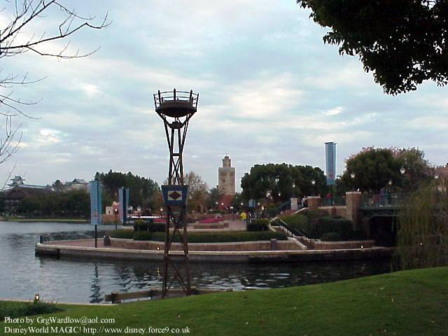 Gas Torches being installed around the lagoon for the new show