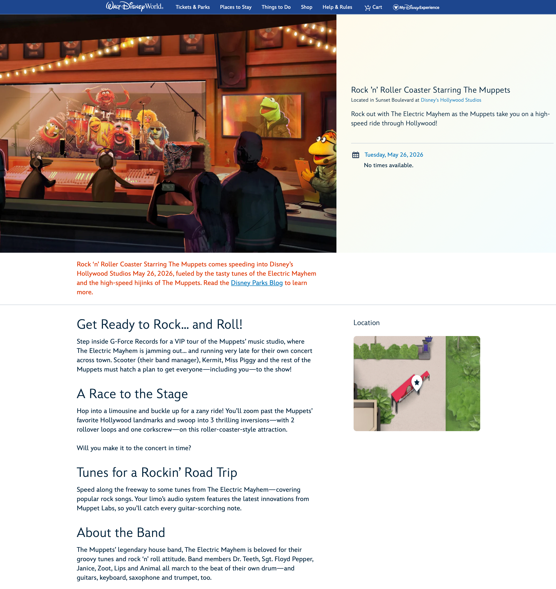 Rock 'n' Roller Coaster Starring The Muppets Official Attraction Page