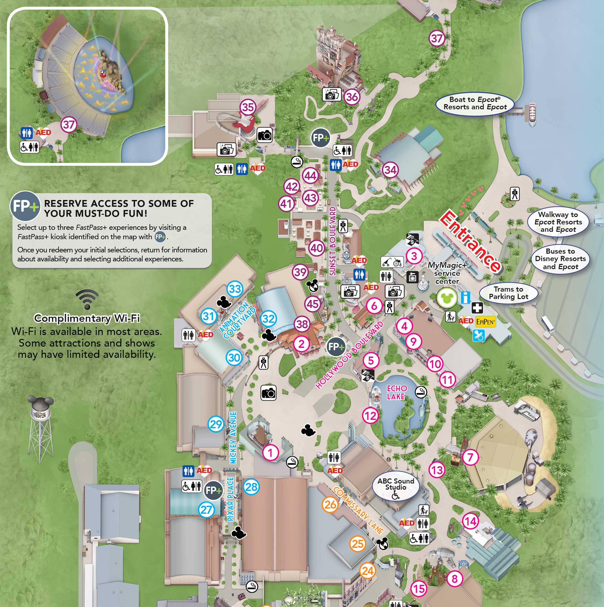PHOTO - New Hollywood Studios guide map shows a hat-less Hollywood Blvd
