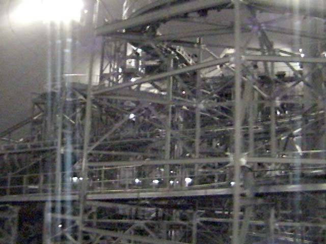 Space Mountain track photos with work lights on