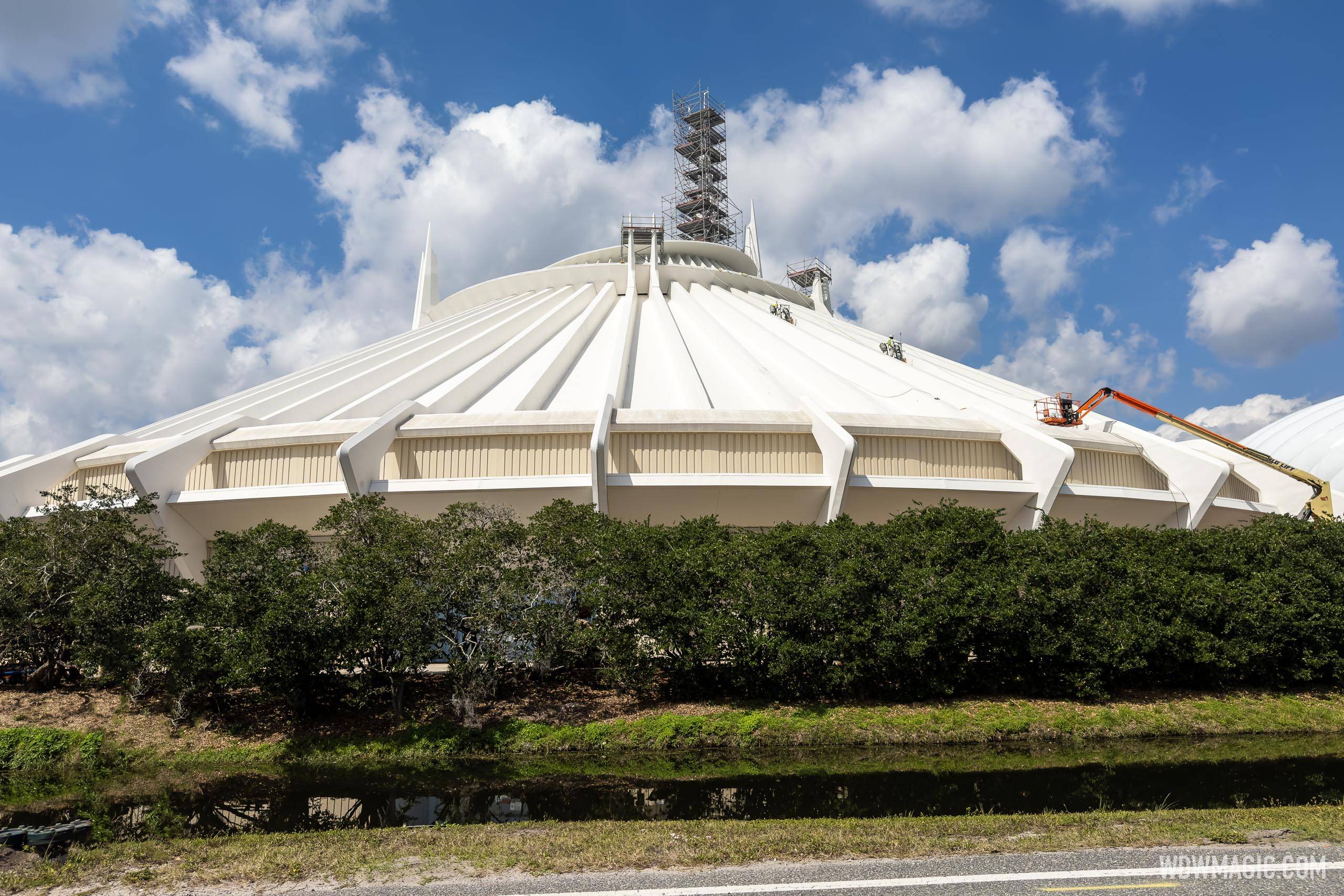 Space Mountain's new beige color scheme wraps around more of the iconic rollercoaster exterior