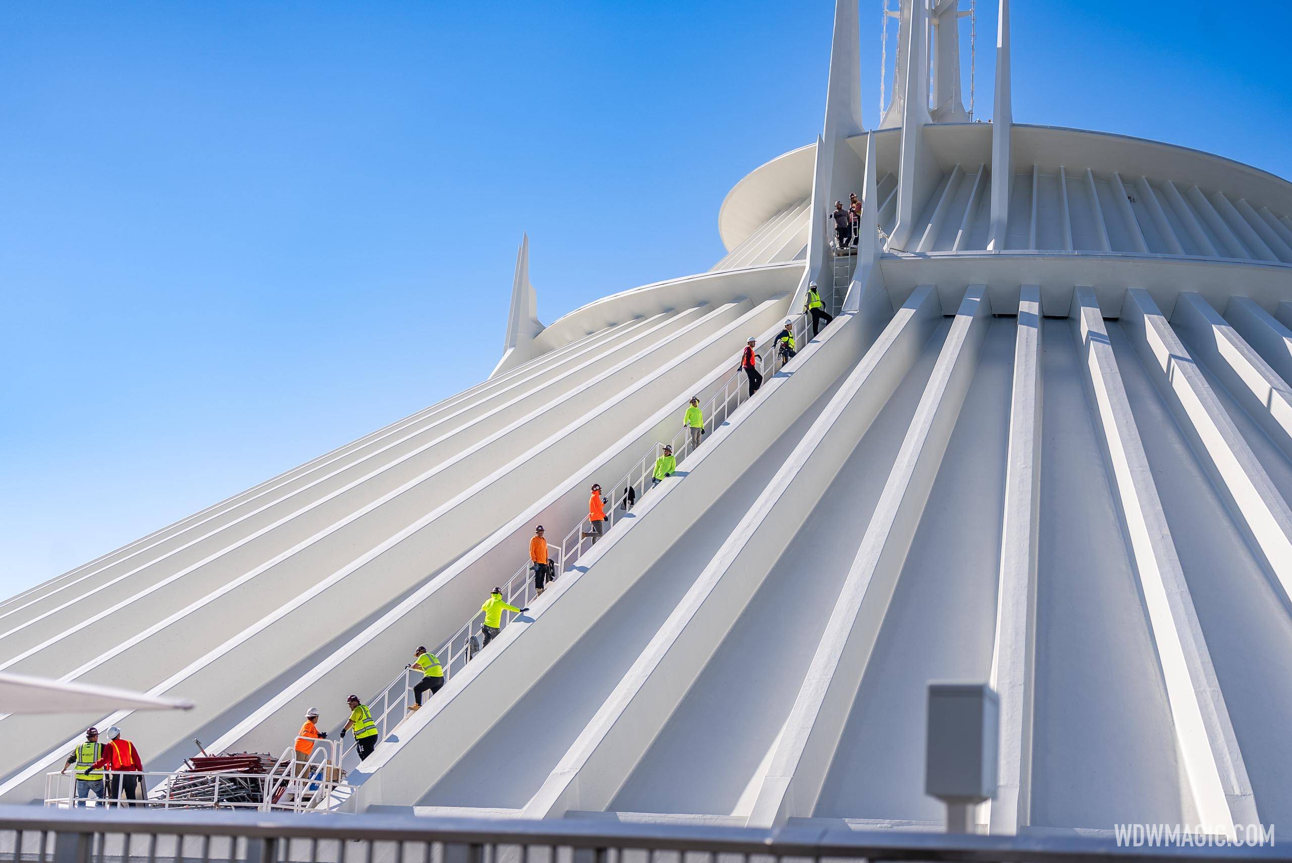Sparkling Space Mountain revealed as crews wrap up the repaint of Space Mountain at Walt Disney World