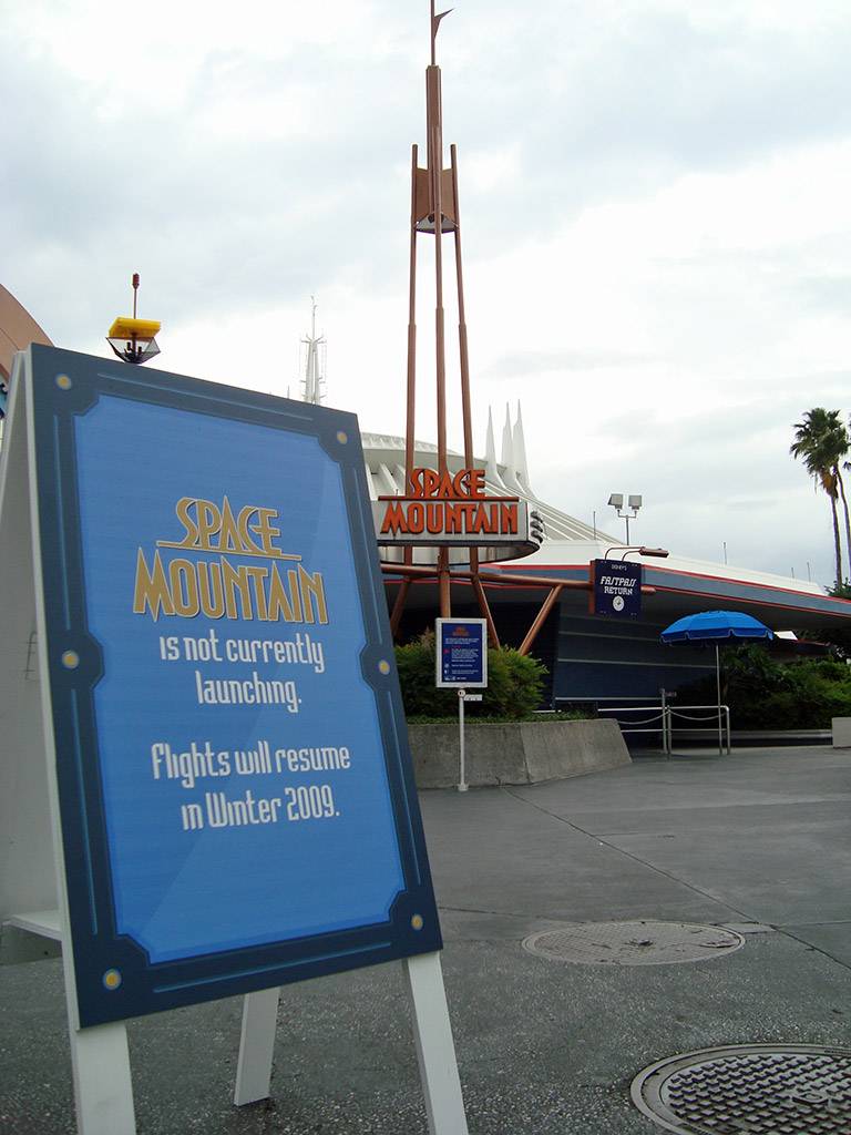 Photos of the now closed Space Mountain area