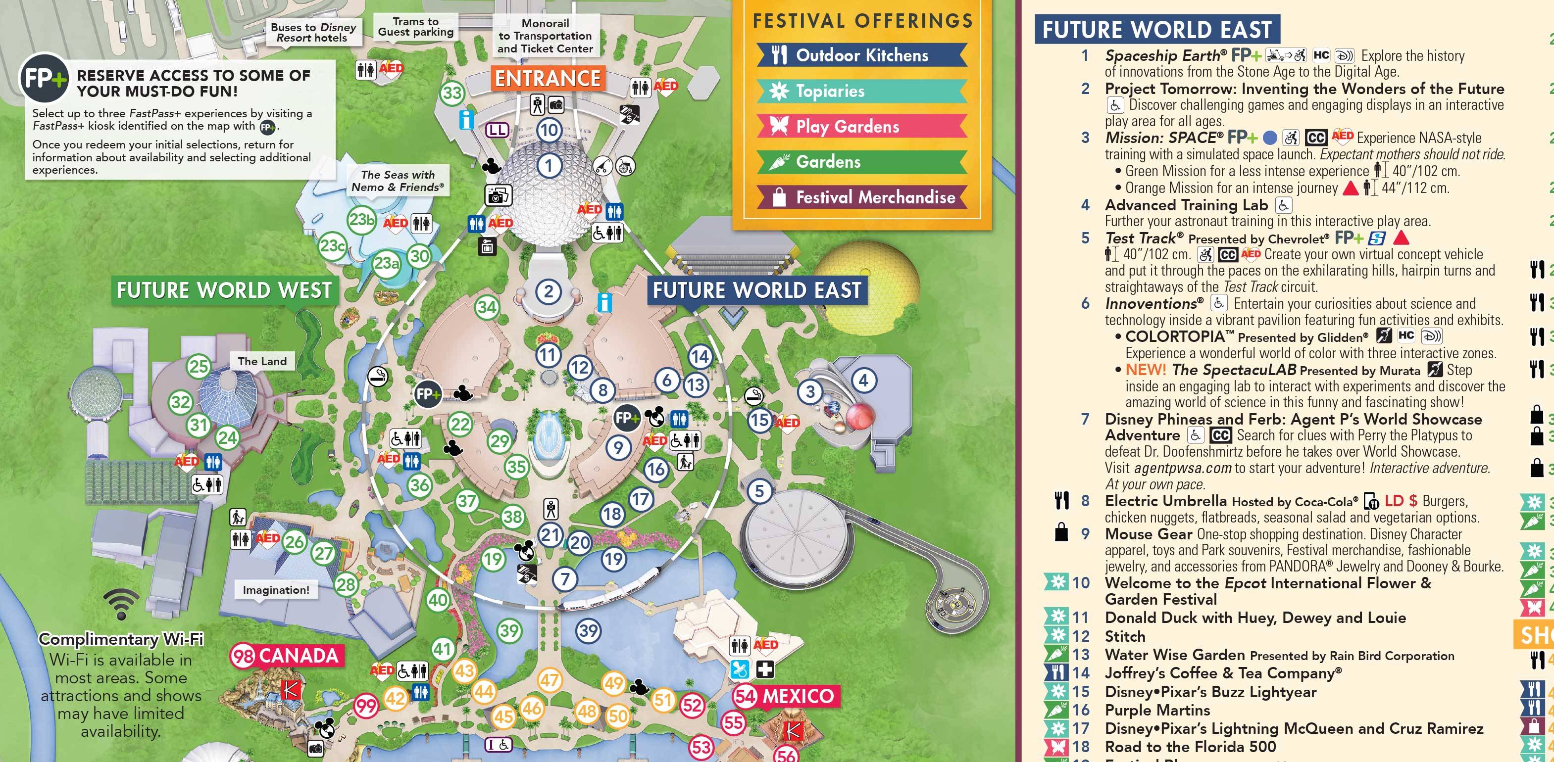 March 2018 Epcot Guide Map