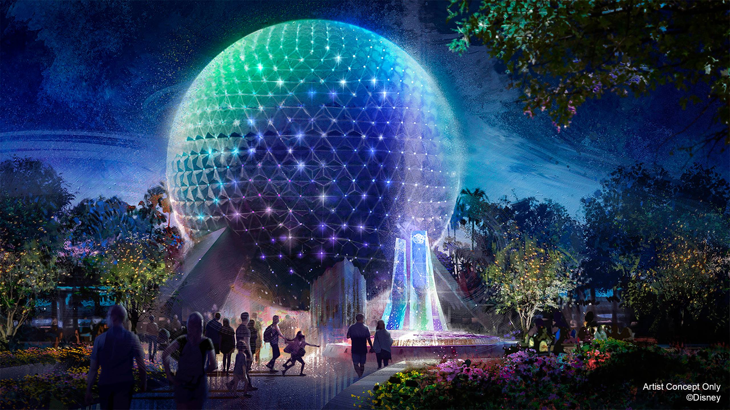 Concept art of new Spaceship Earth lighting system