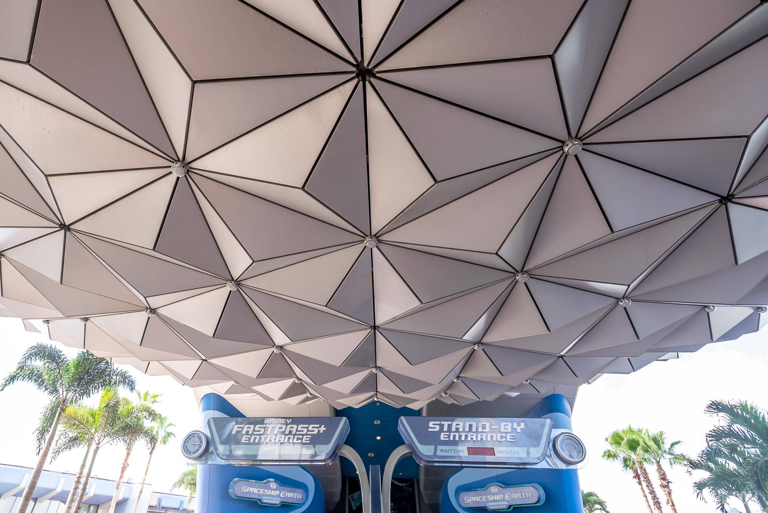Points of Light' in place on the underside of Spaceship Earth for EPCOT'S  'Beacons of Magic' show