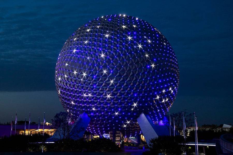 Disney100 Spaceship Earth lighting