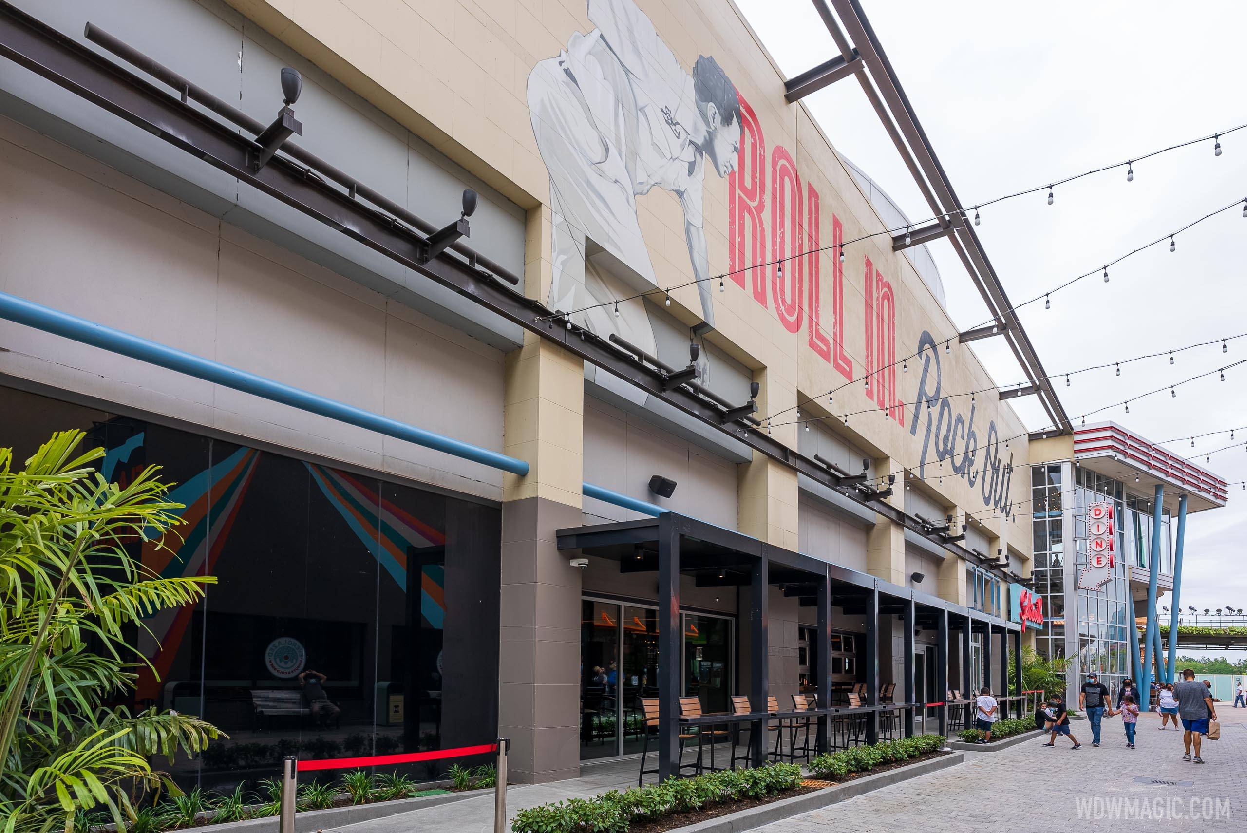 A look at the new indoor-outdoor lounge at Splitsville Disney Springs