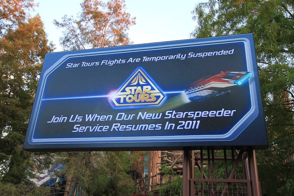 New signage at the entrance to Star Tours and other changes in the area