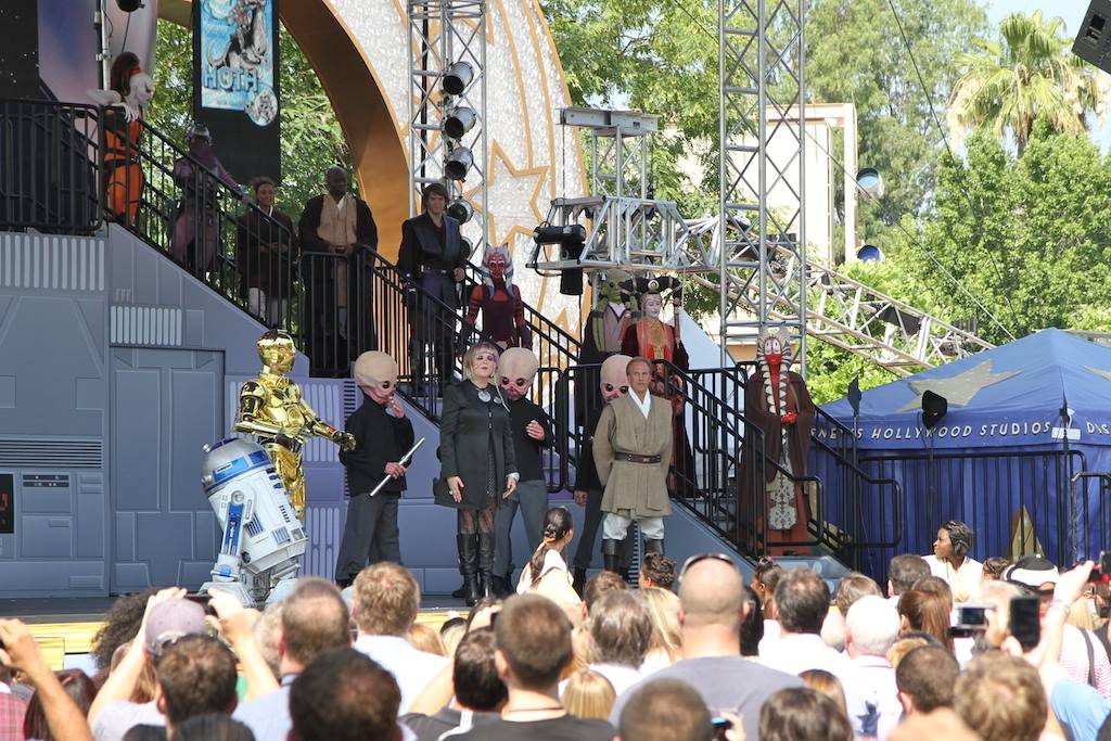 Characters from the Star Wars universe arrive on stage