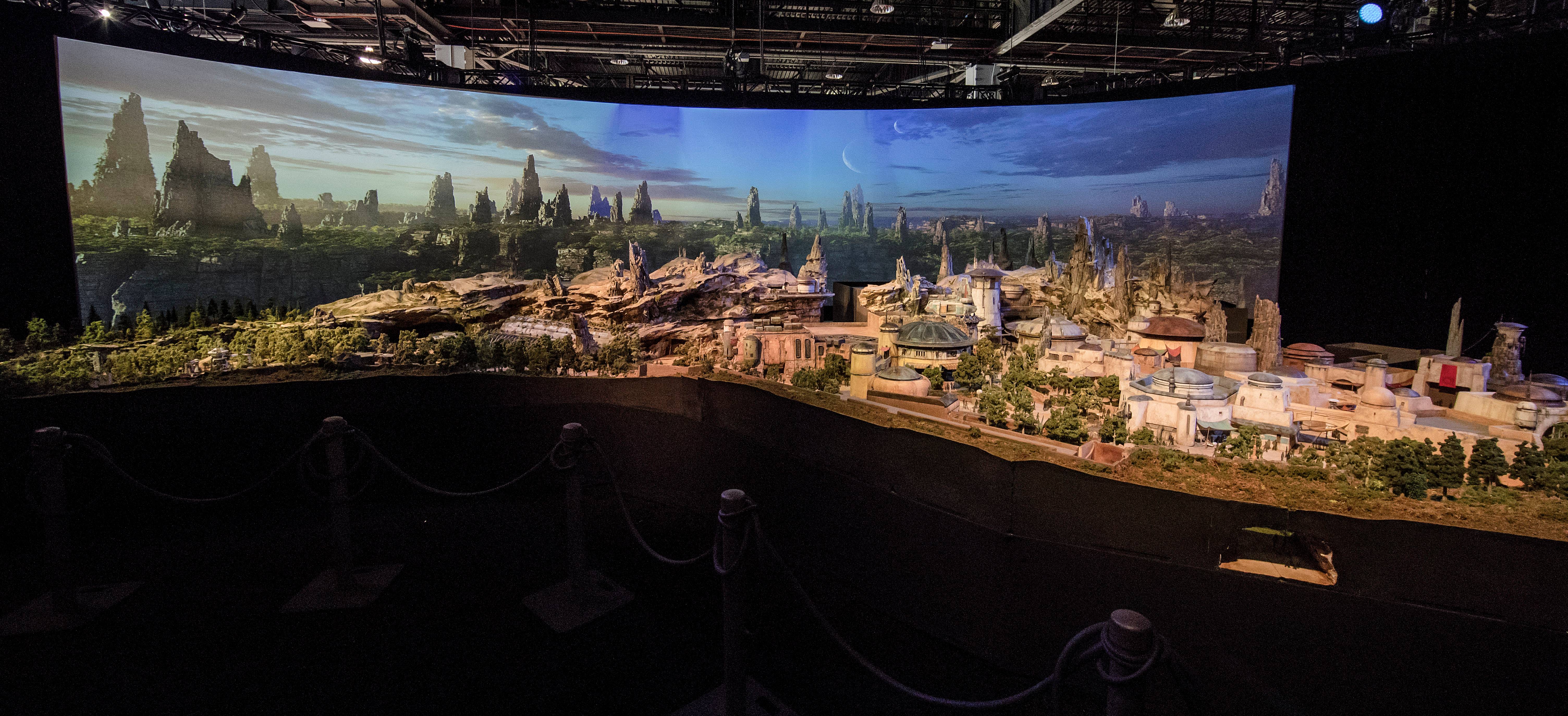 The Star Wars Land model on display at D23 Expo