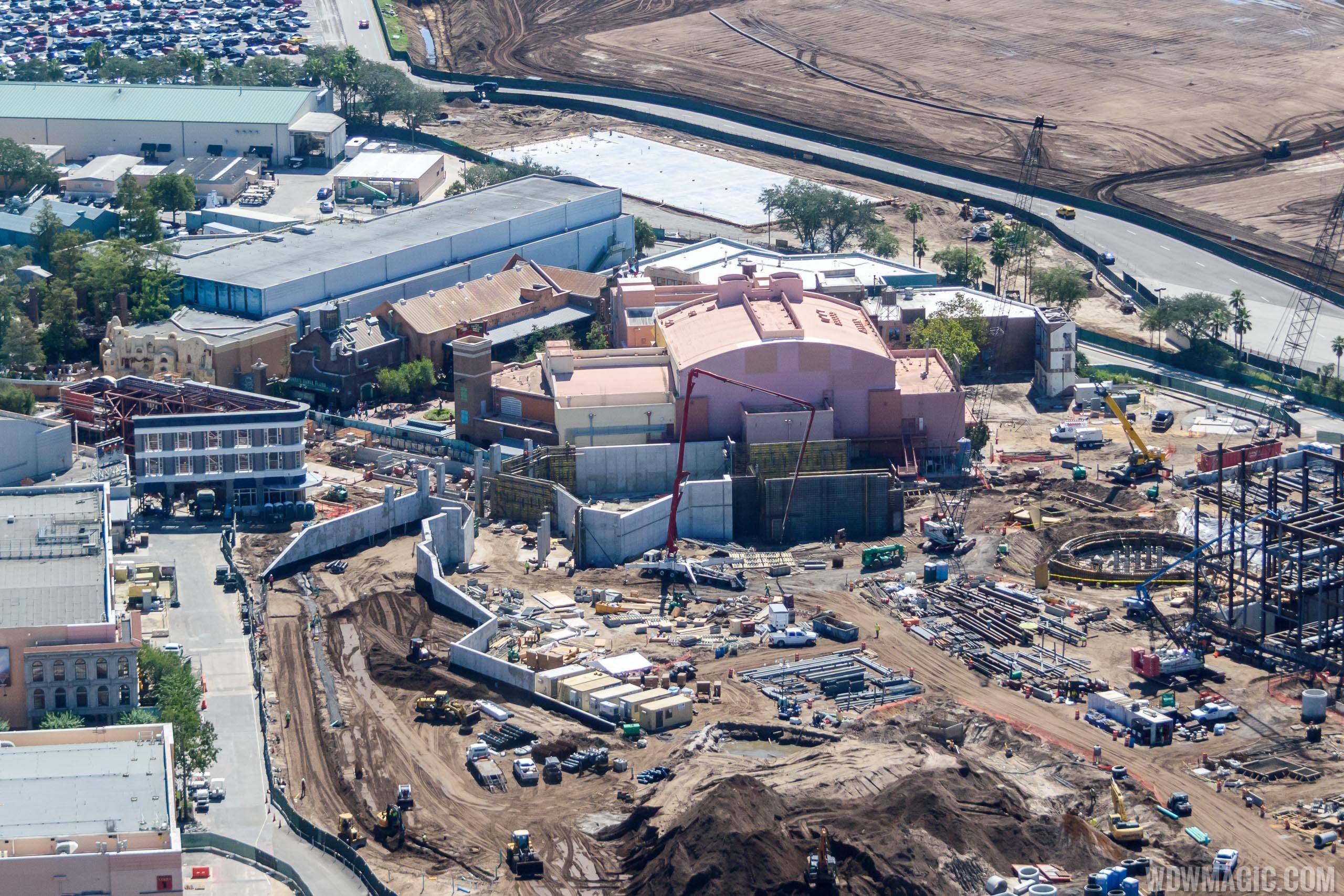 Star Wars Galaxy's Edge aerial view - Area between Star Wars and Grand Avenue