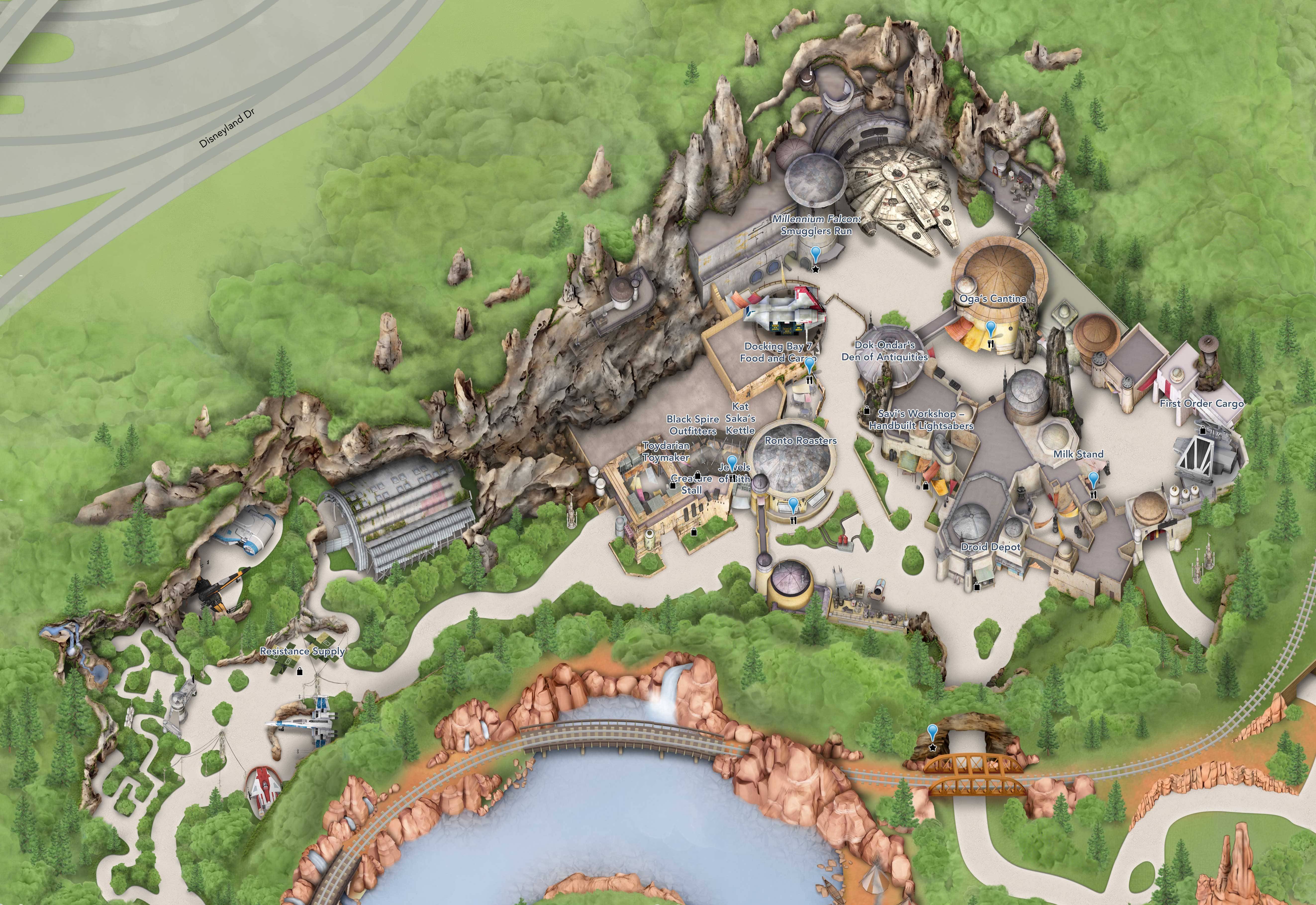 MATTE! Disneyland Star Wars Galaxy’s Edge Opening Week Souvenir Park Guide Map 