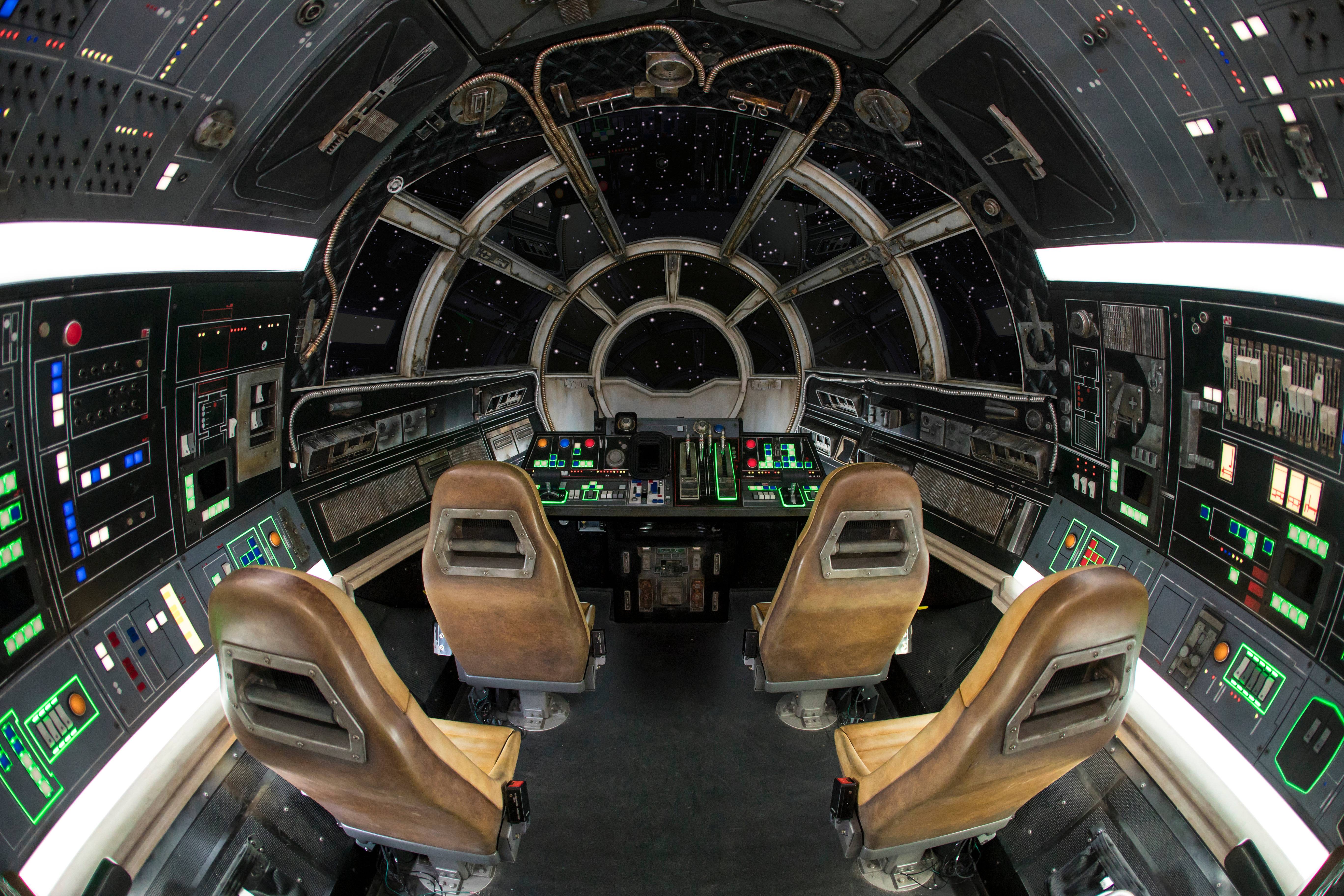 The cockpit of Millennium Falcon Smugglers Run