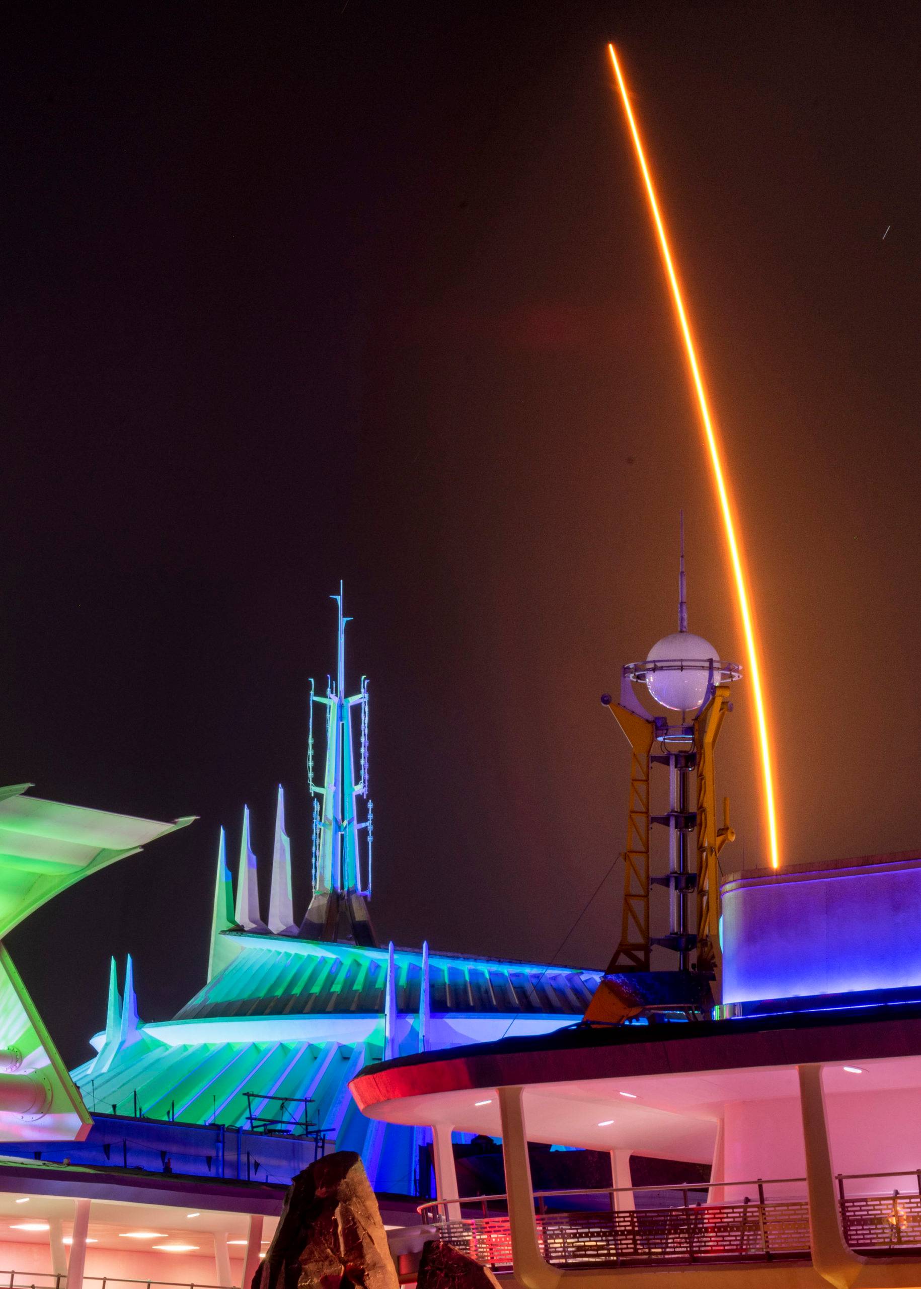 SpaceX’s Falcon 9 rocketlLaunch over Star Wars Galaxy's Edge and Space Mountain
