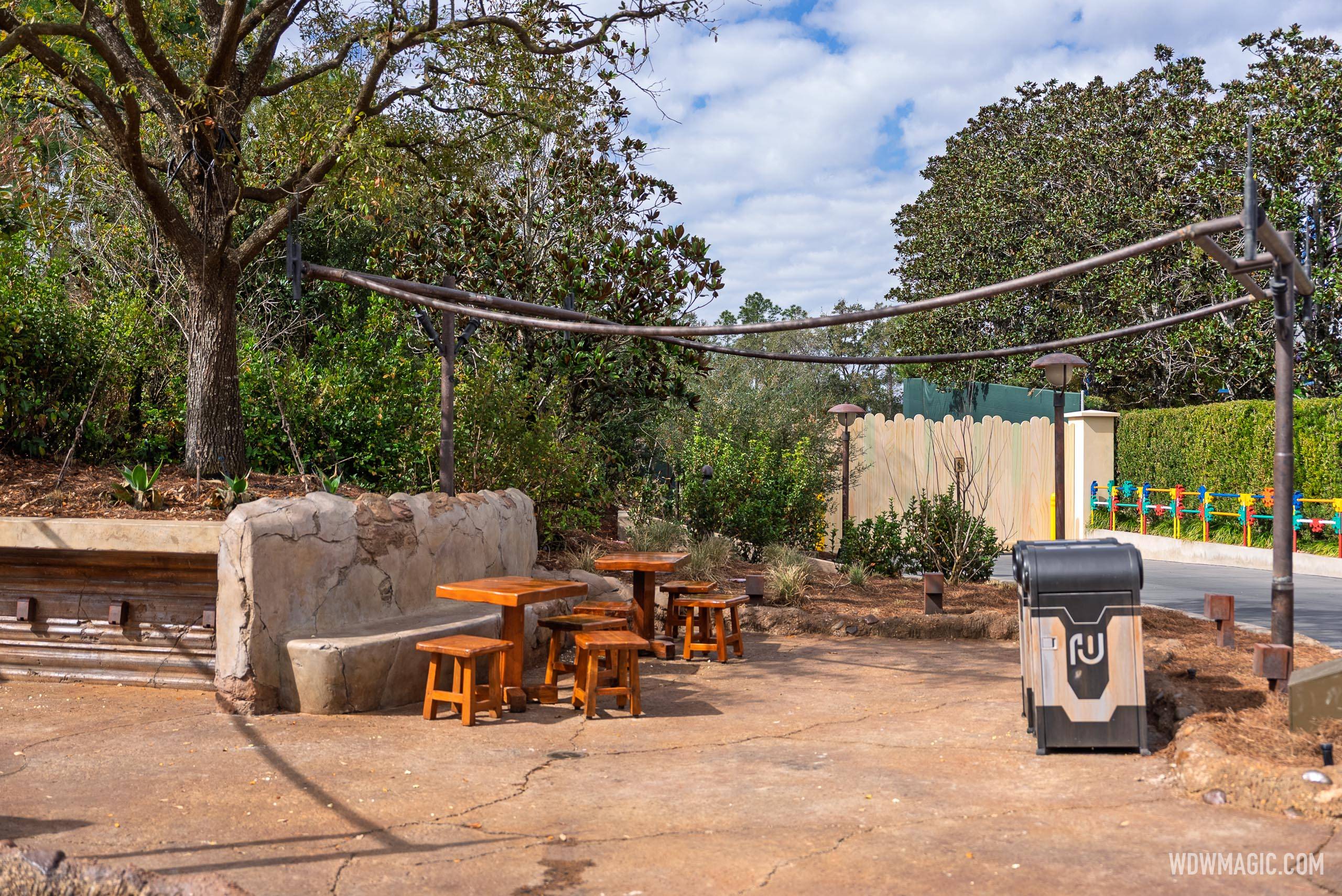 Shade Canopy Construction at Galaxy's Edge Seating Area