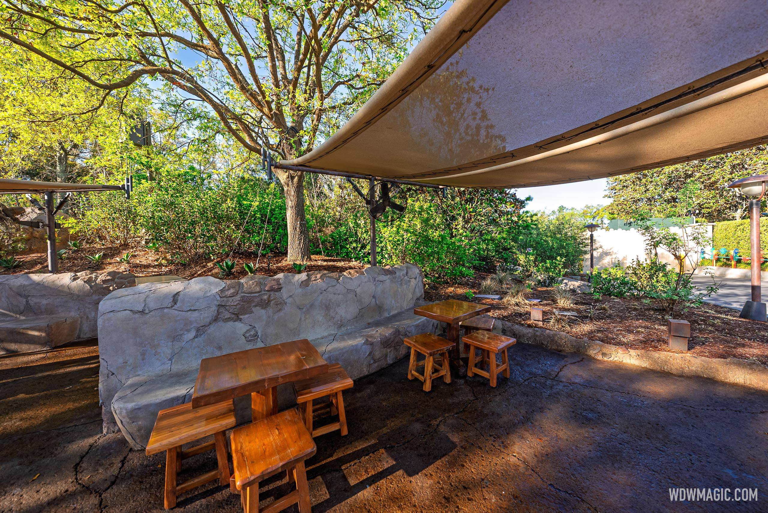 Shaded Seating Area Complete Between Galaxy's Edge and Toy Story Land