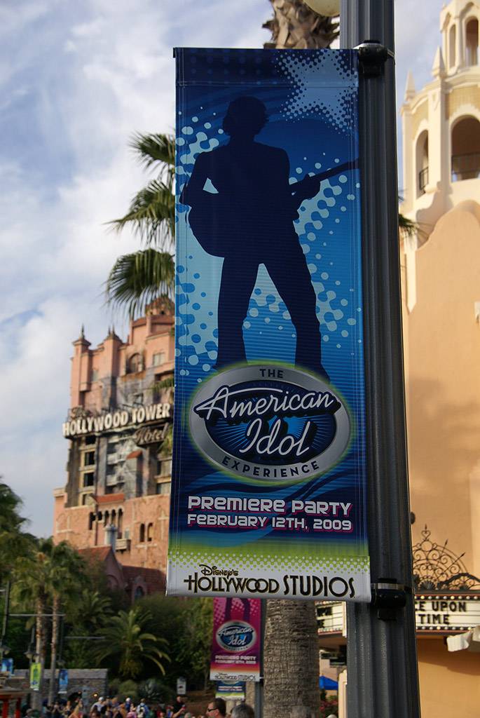American Idol Premiere Party banners along Sunset Blvd.