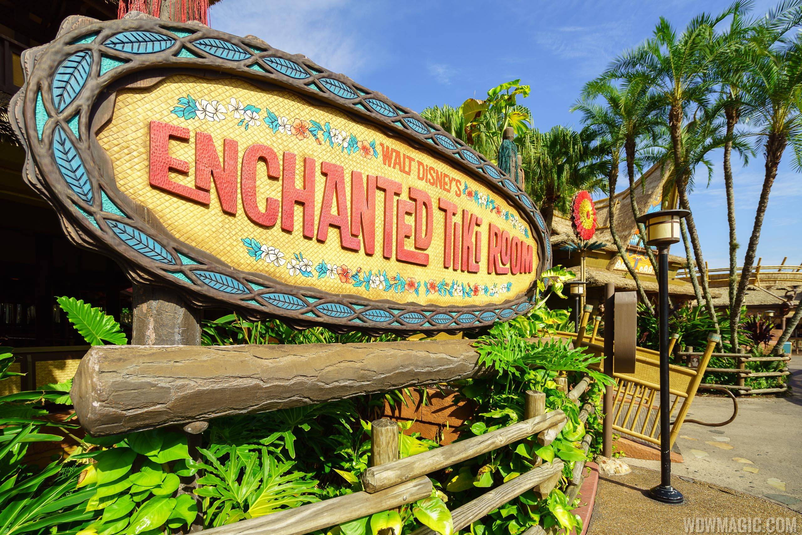 Walt Disney's Enchanted Tiki Room marquee signage