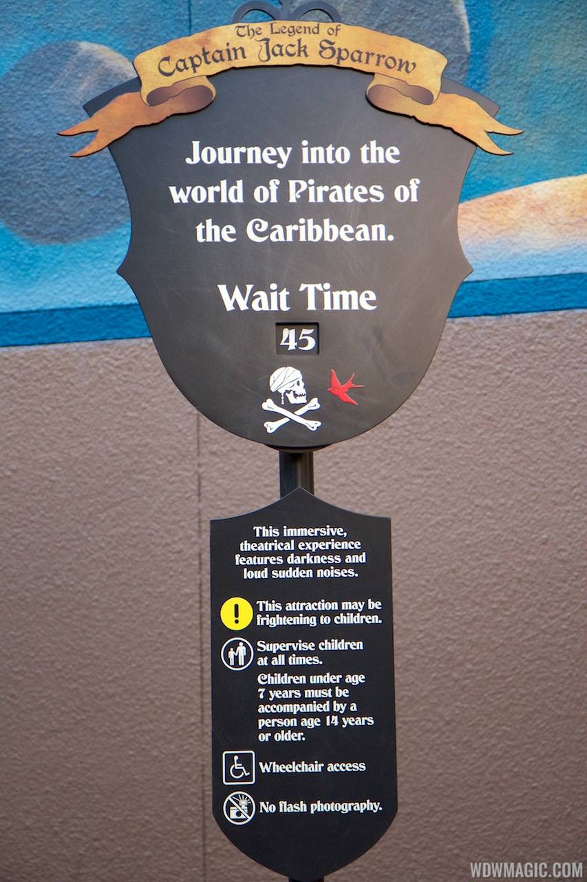 The Legend of Captain Jack Sparrow wait time board