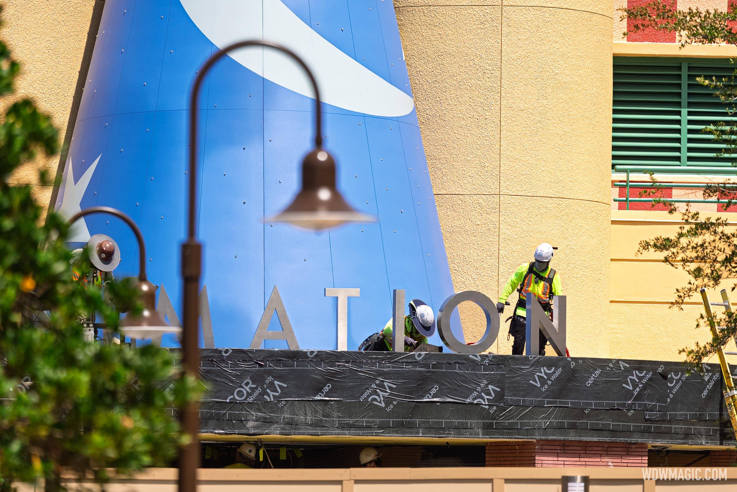 ANIMATION Sign Installation: Magic of Disney Animation Entrance Construction