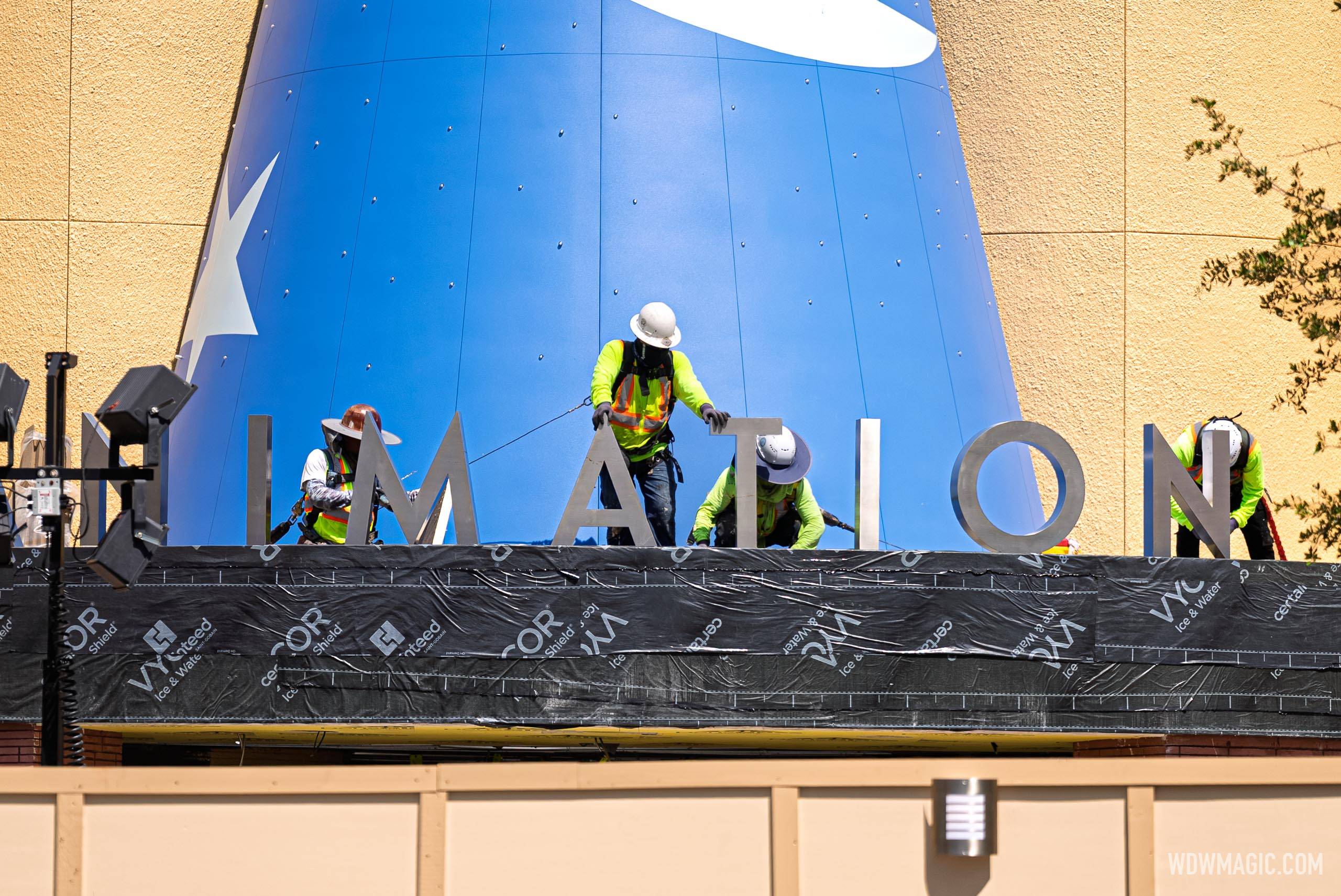 ANIMATION Sign Installation: Magic of Disney Animation Entrance Construction