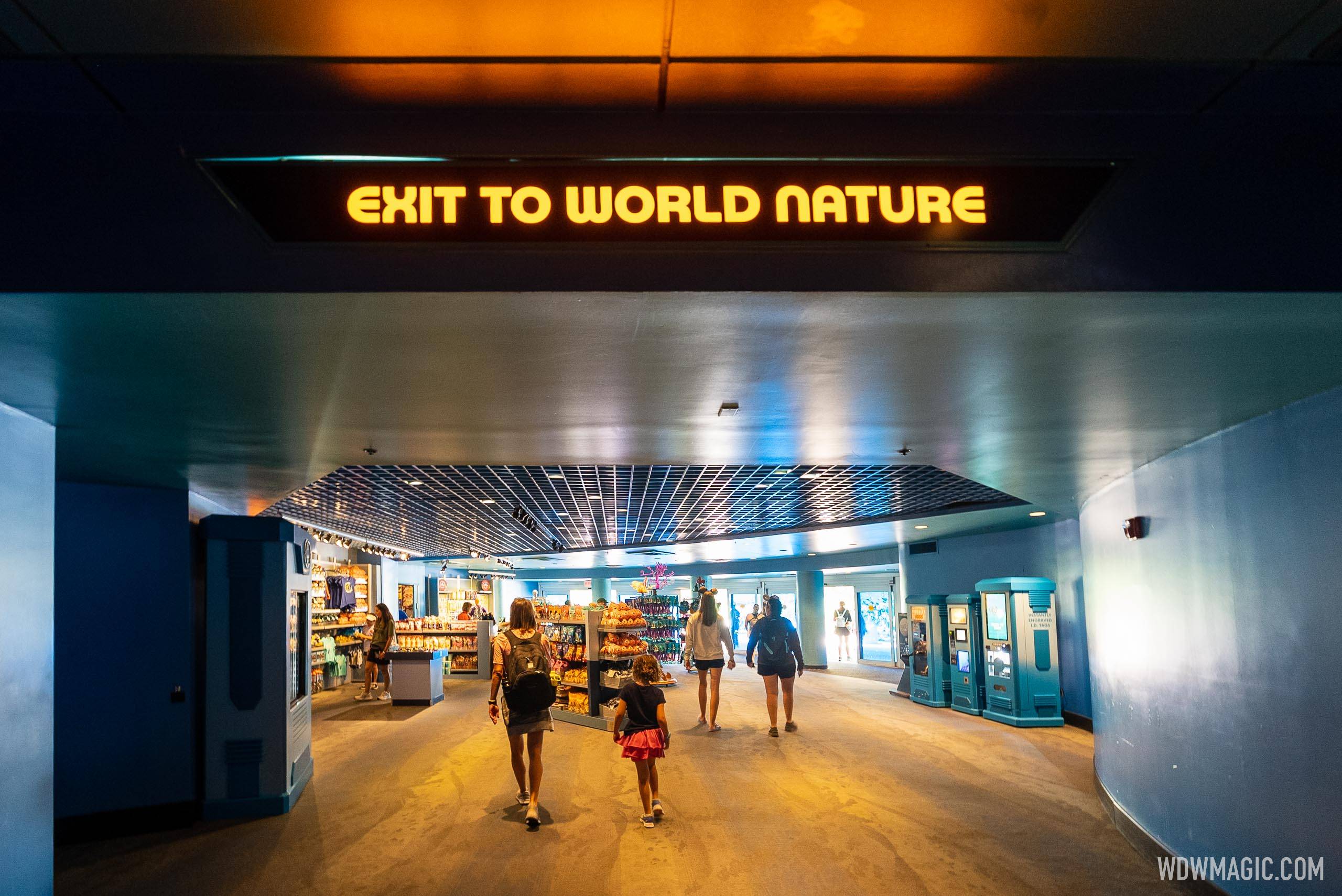 World Nature exit sign at Seas with Nemo and Friends