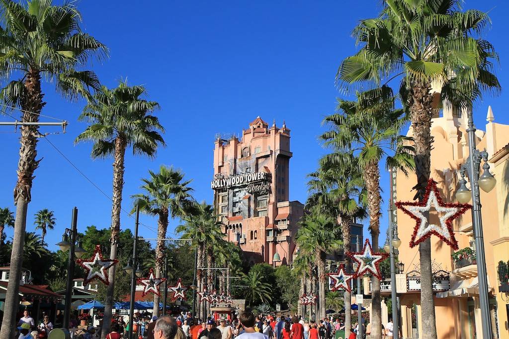 Hollywood Tower of Terror during the Holiday season