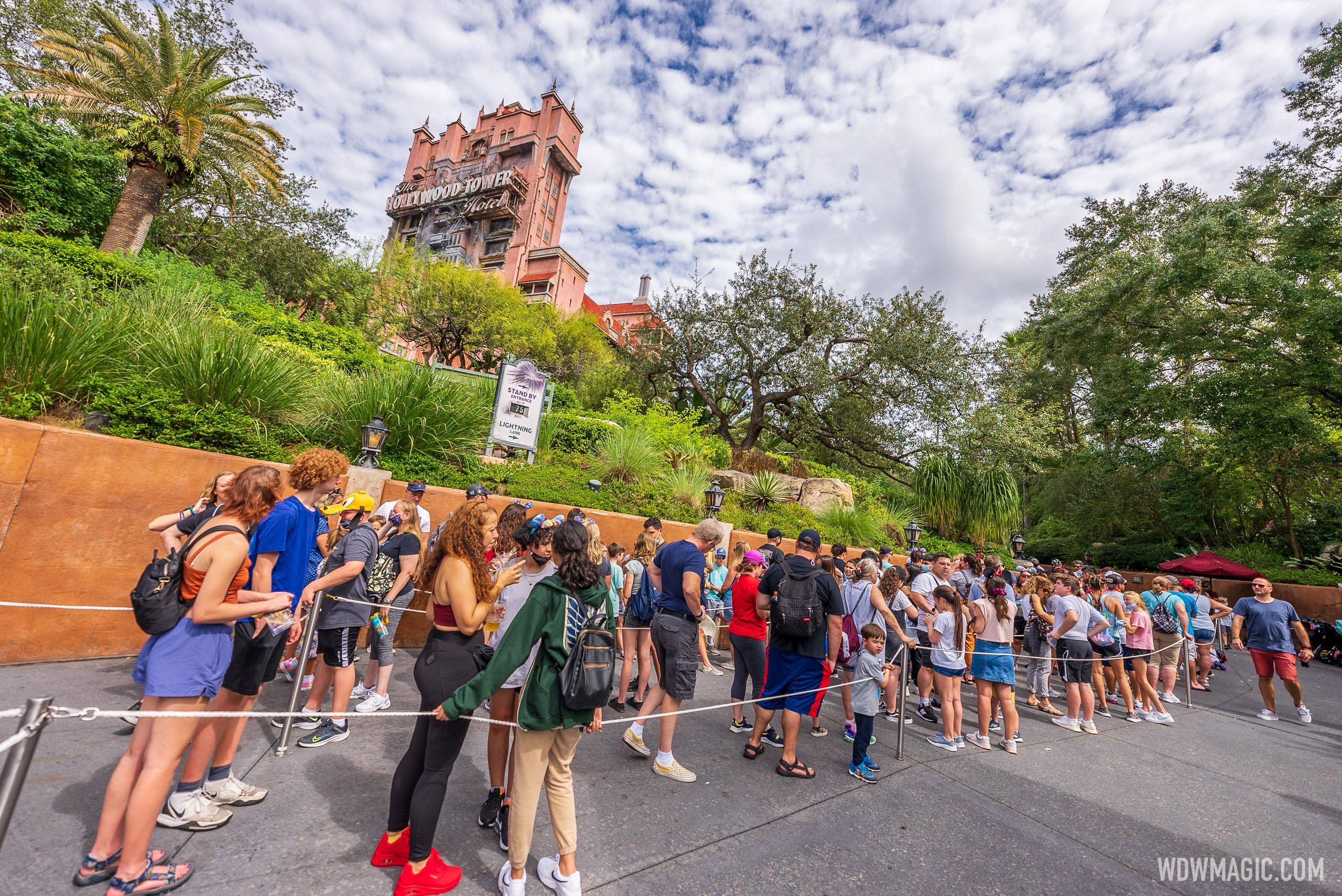 Tower of Terror at Disney's Hollywood Studios experiencing longer wait times than usual with only one side of the ride system in operation