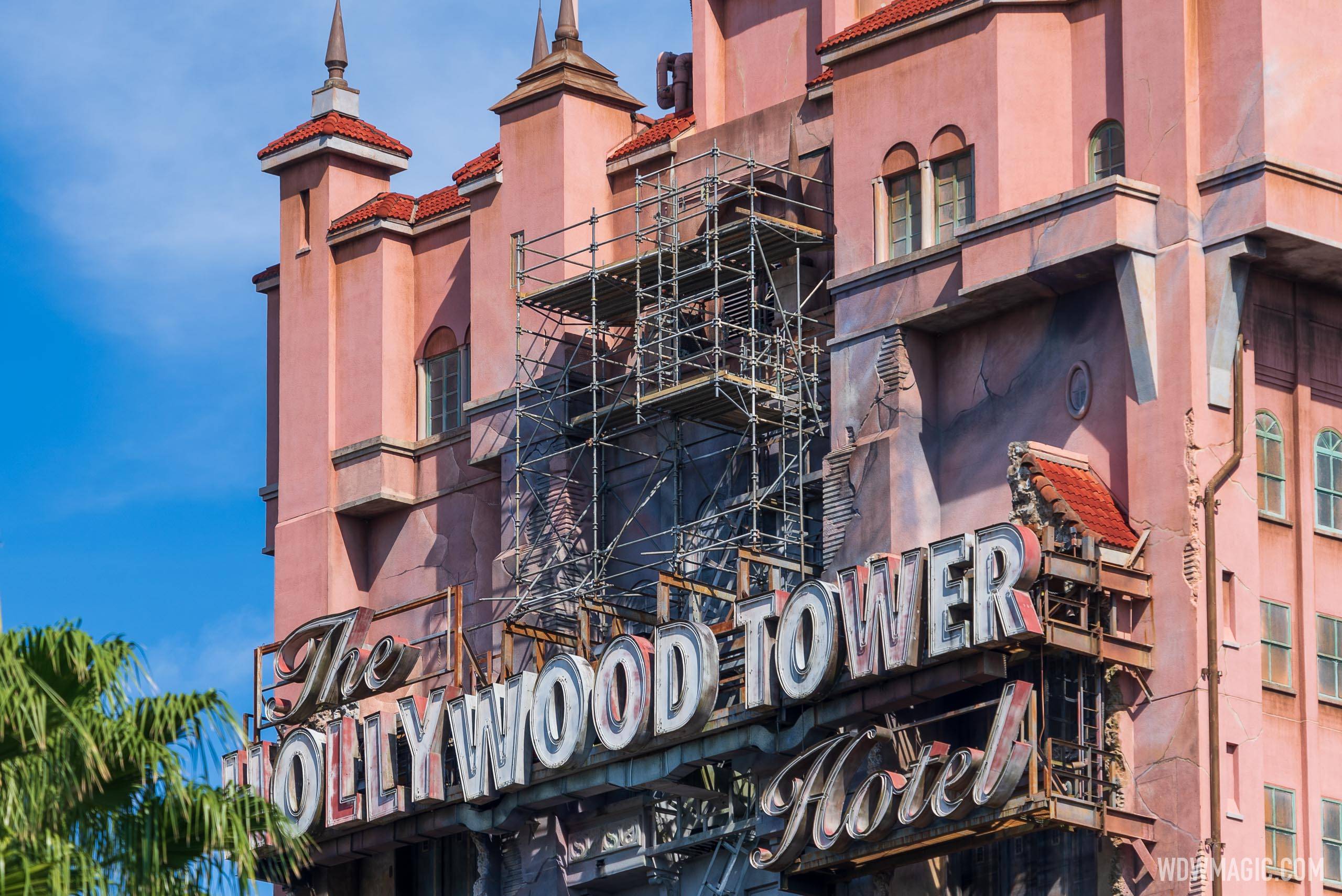 Exterior refurbishment underway at The Twilight Zone Tower of Terror in Disney's Hollywood Studios