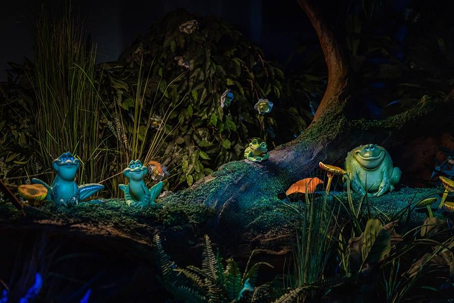First look at a finished show scene inside Tiana's Bayou Adventure