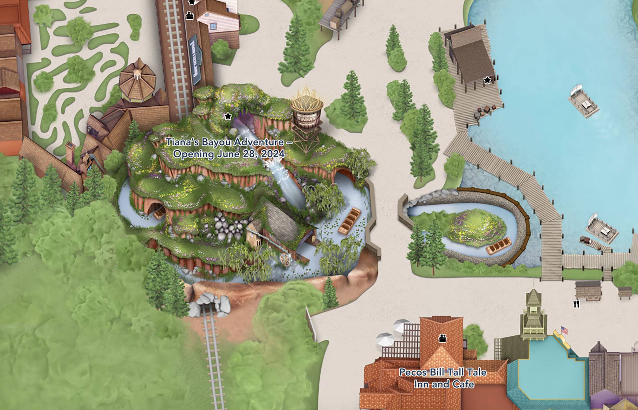 Updated Magic Kingdom Map Features the Upcoming Tiana's Bayou Adventure at Disney World