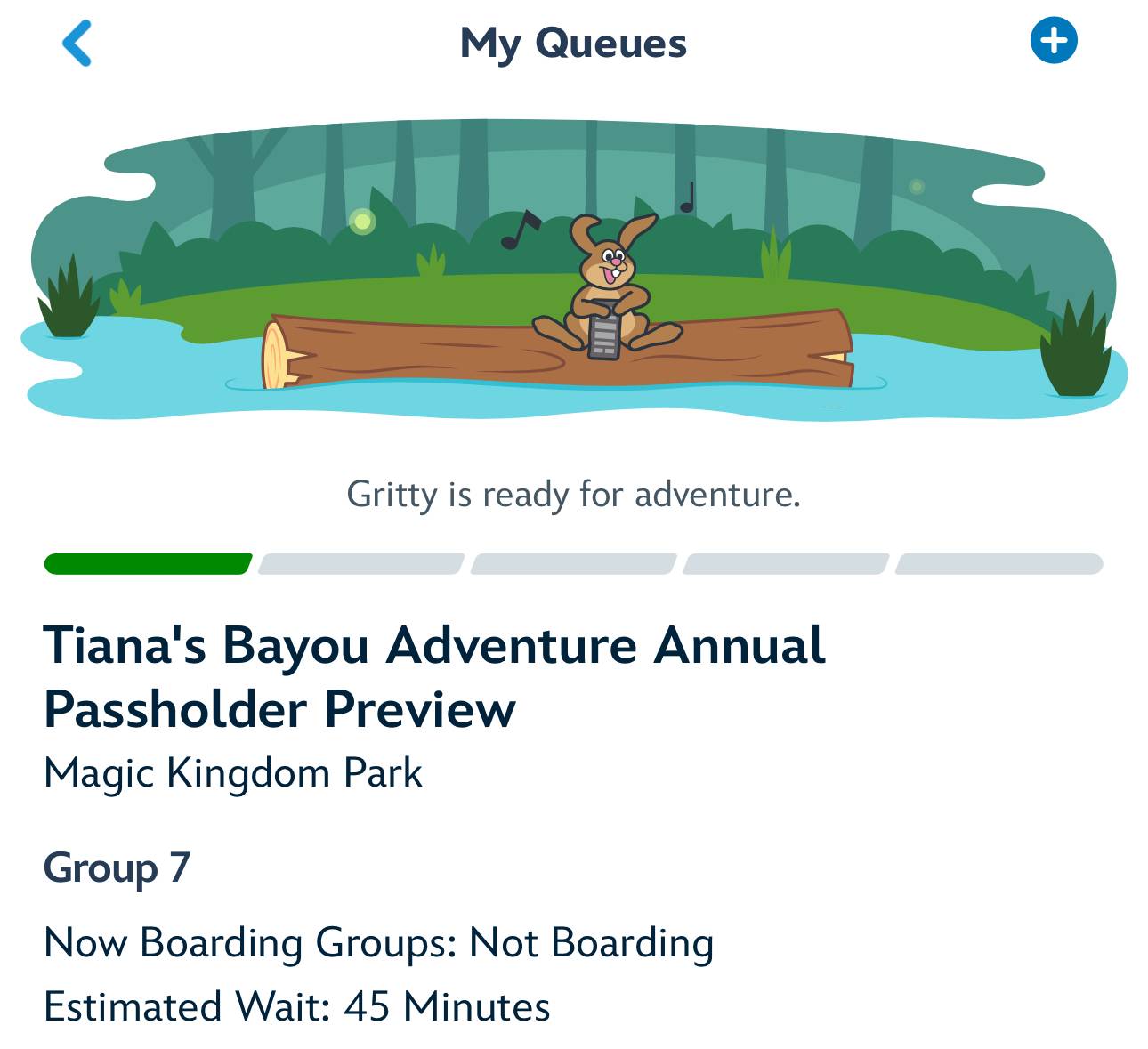 Tiana's Bayou Adventure Virtual Queue in My Disney Experience