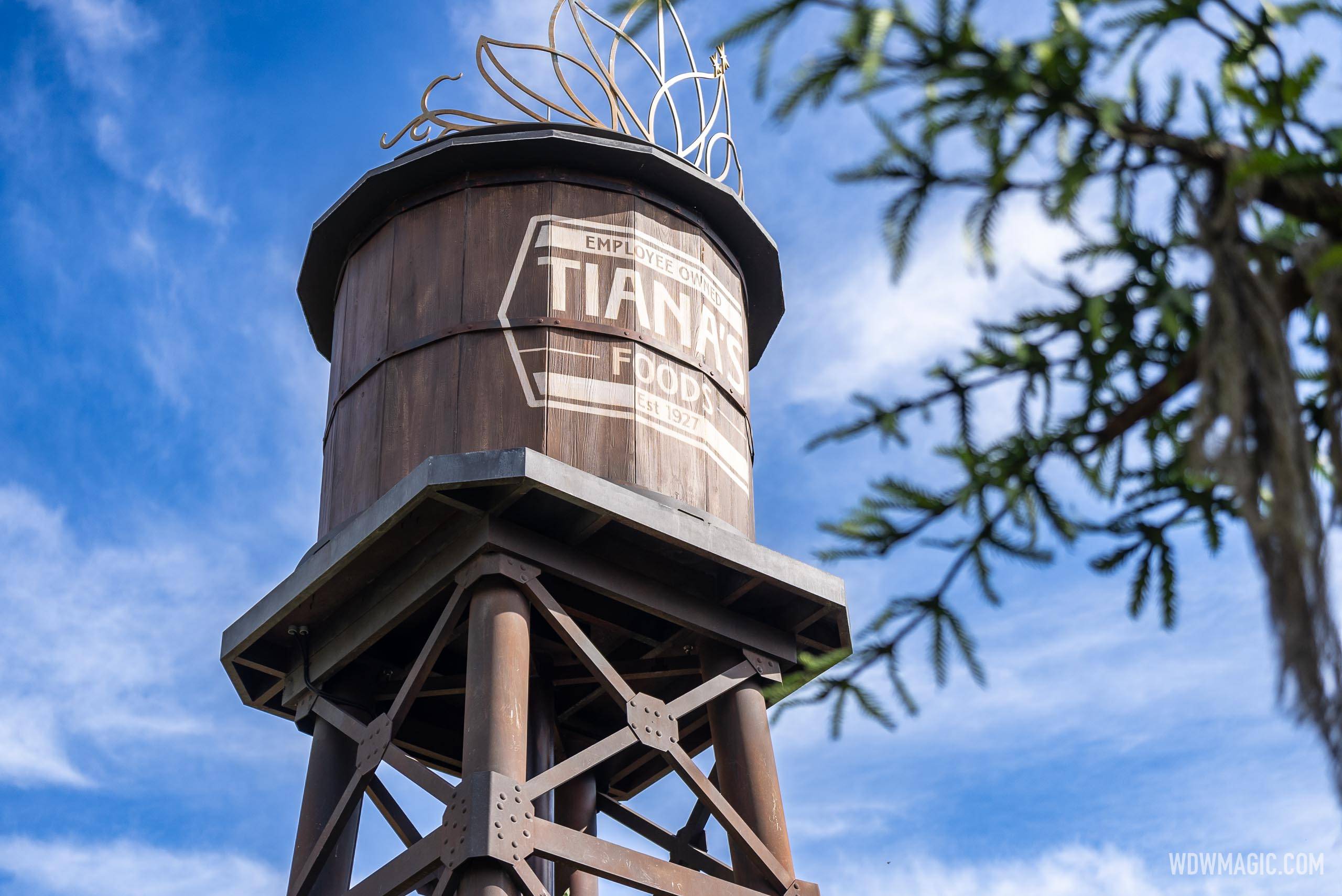 Tiana's Water Tower viewed from the ride path