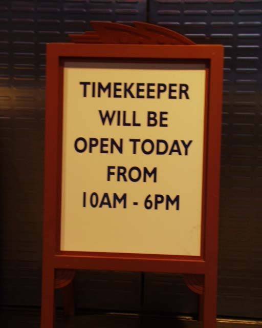 Timekeeper operating on reduced hours sign