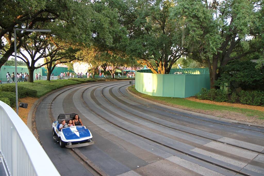 Construction walls up at the Tomorrowland Speedway - perhaps Fantasyland expansion related?