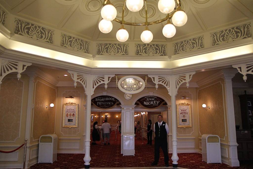 Town Square Theater interior and Mickey Mouse meet and greet