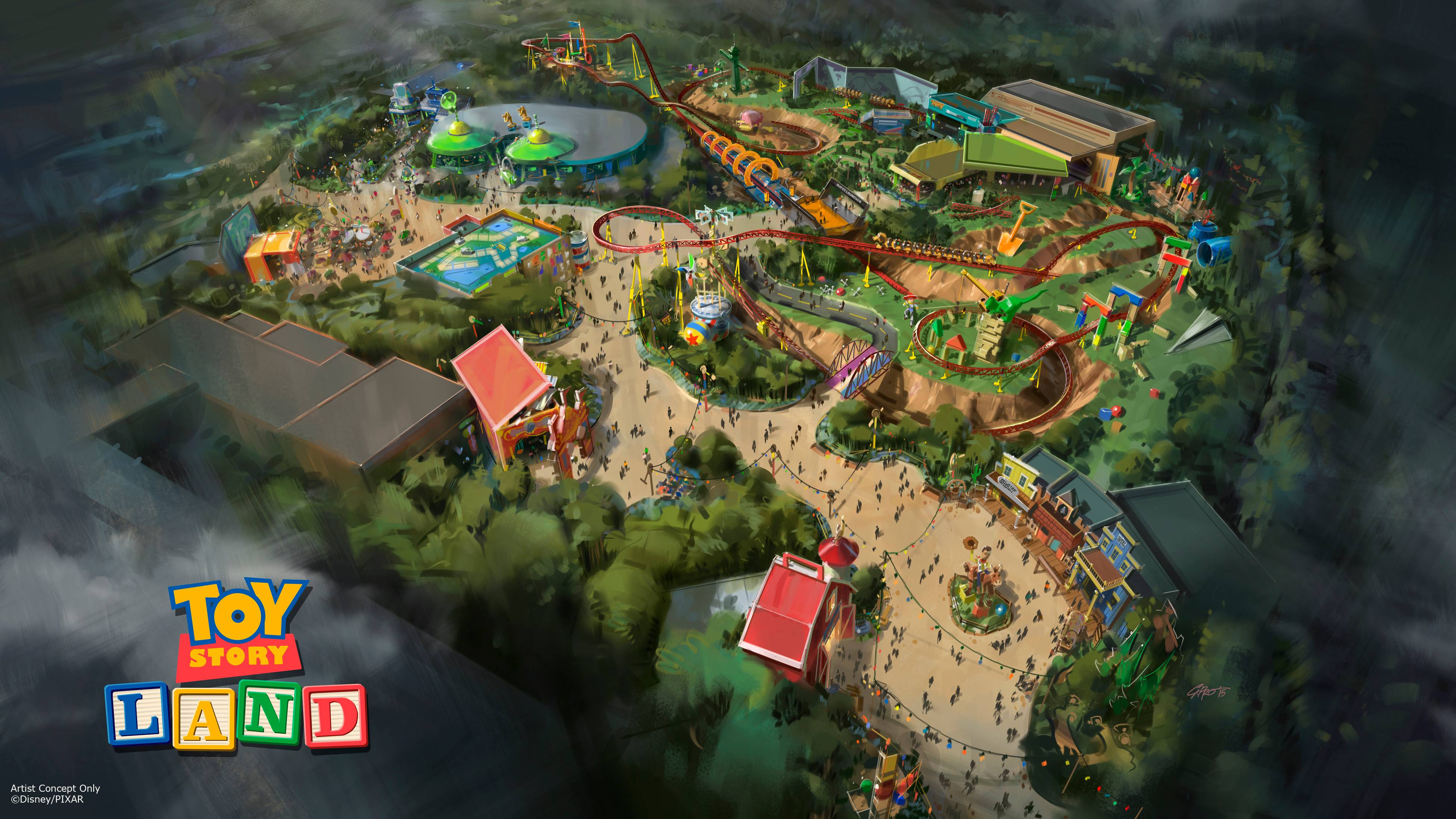 VIDEO - Concept video of Toy Story Land's family coaster 'Slinky Dog Dash' and details of Alien Swirling Saucers