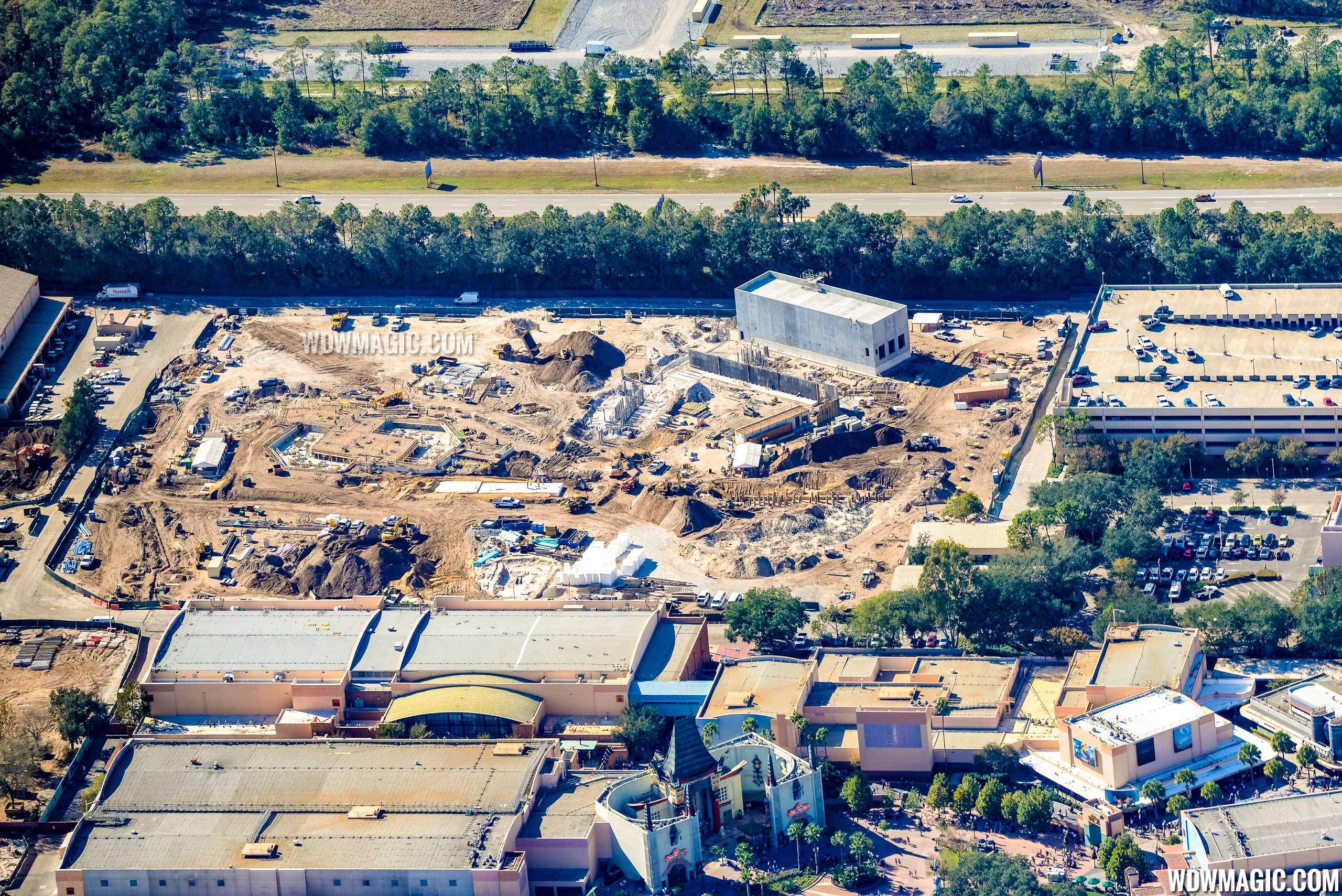Toy Story Land construction from the air