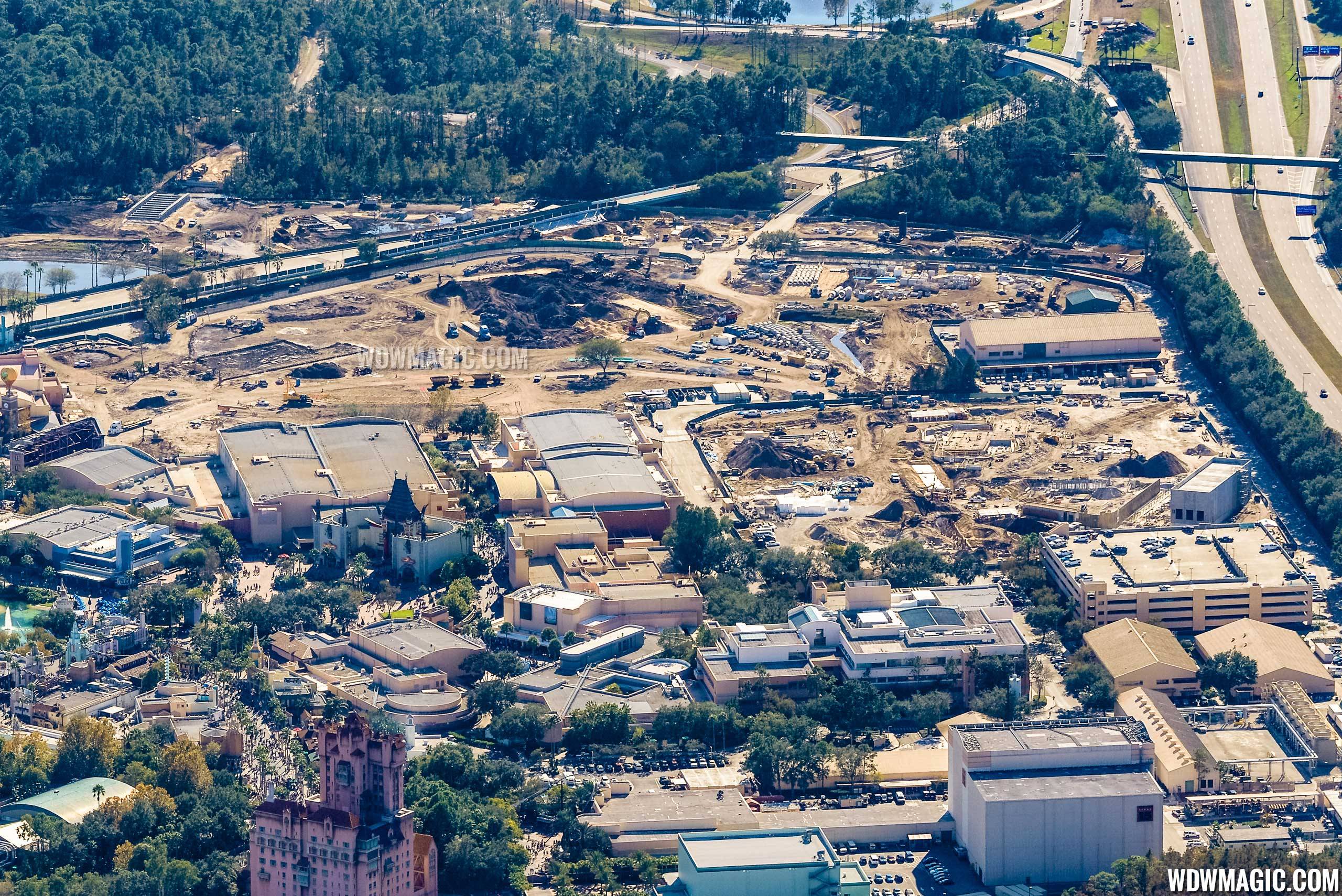 Toy Story Land construction from the air