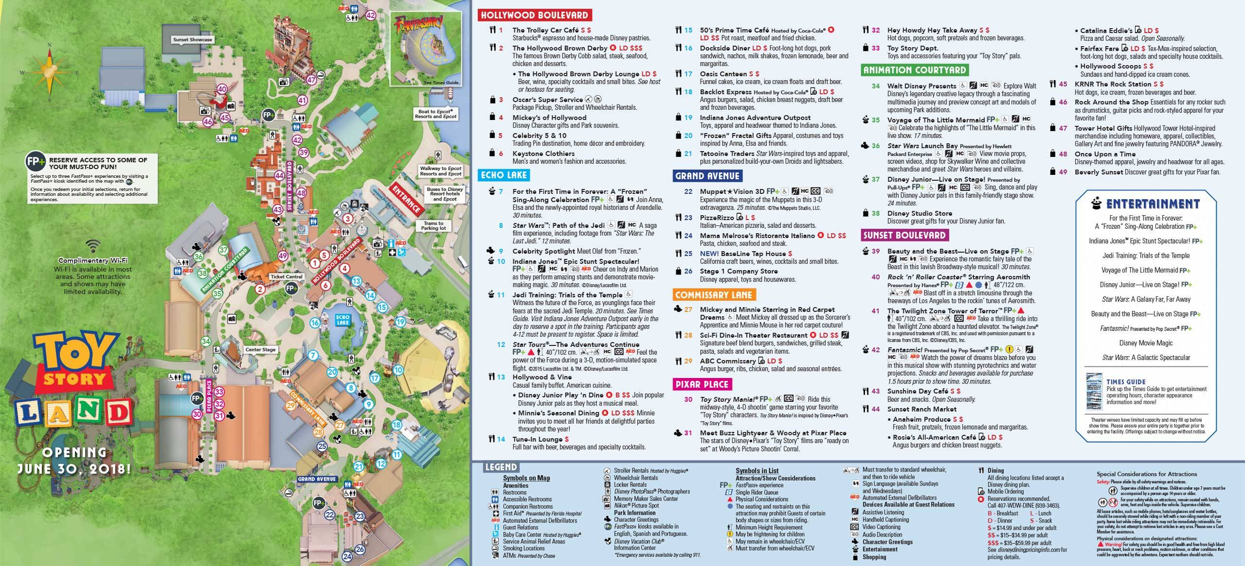 Studios Map with pre-opening Toy Story Land