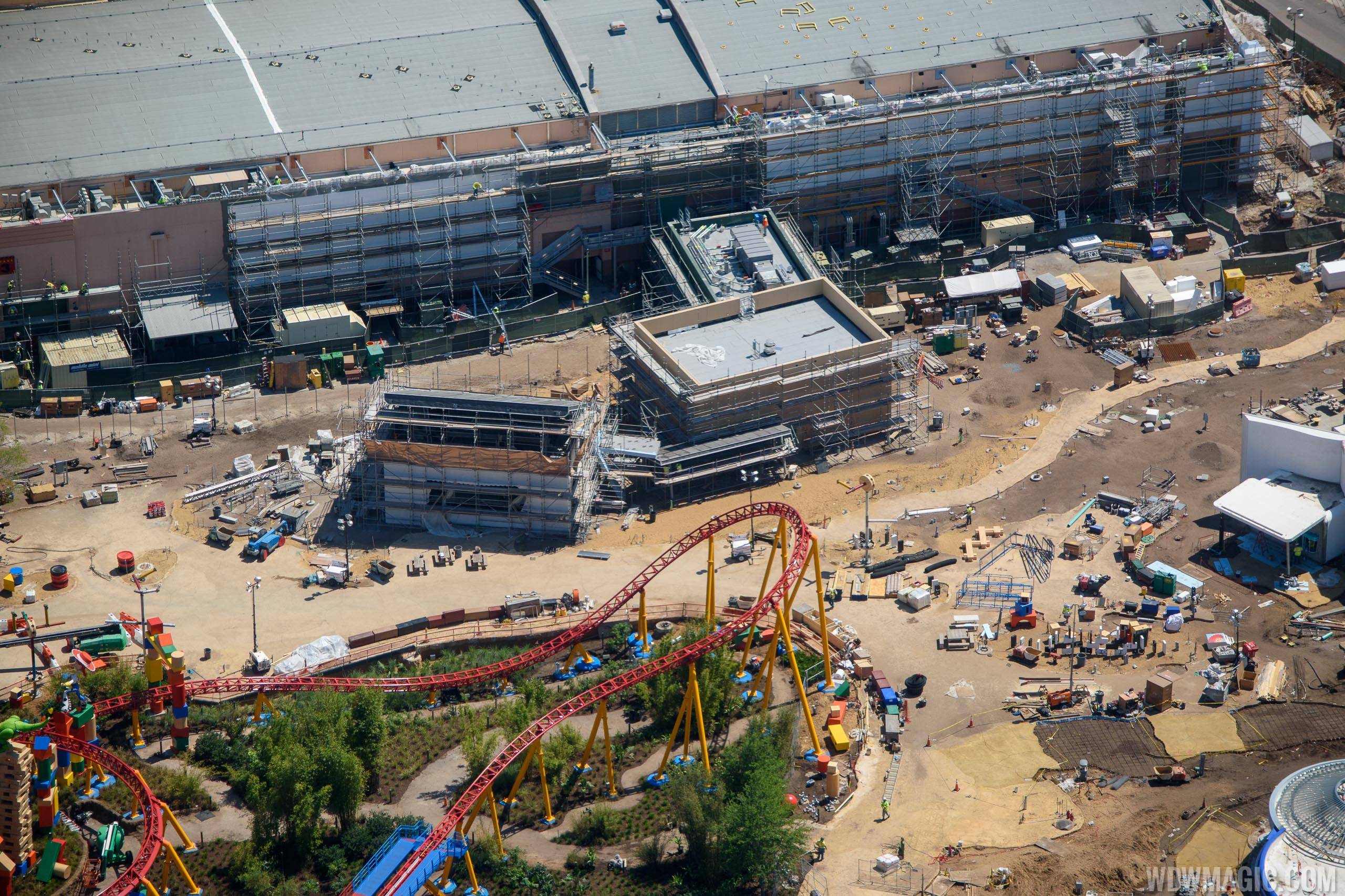The new entrance to Toy Story Mania will be at the rear of the current building