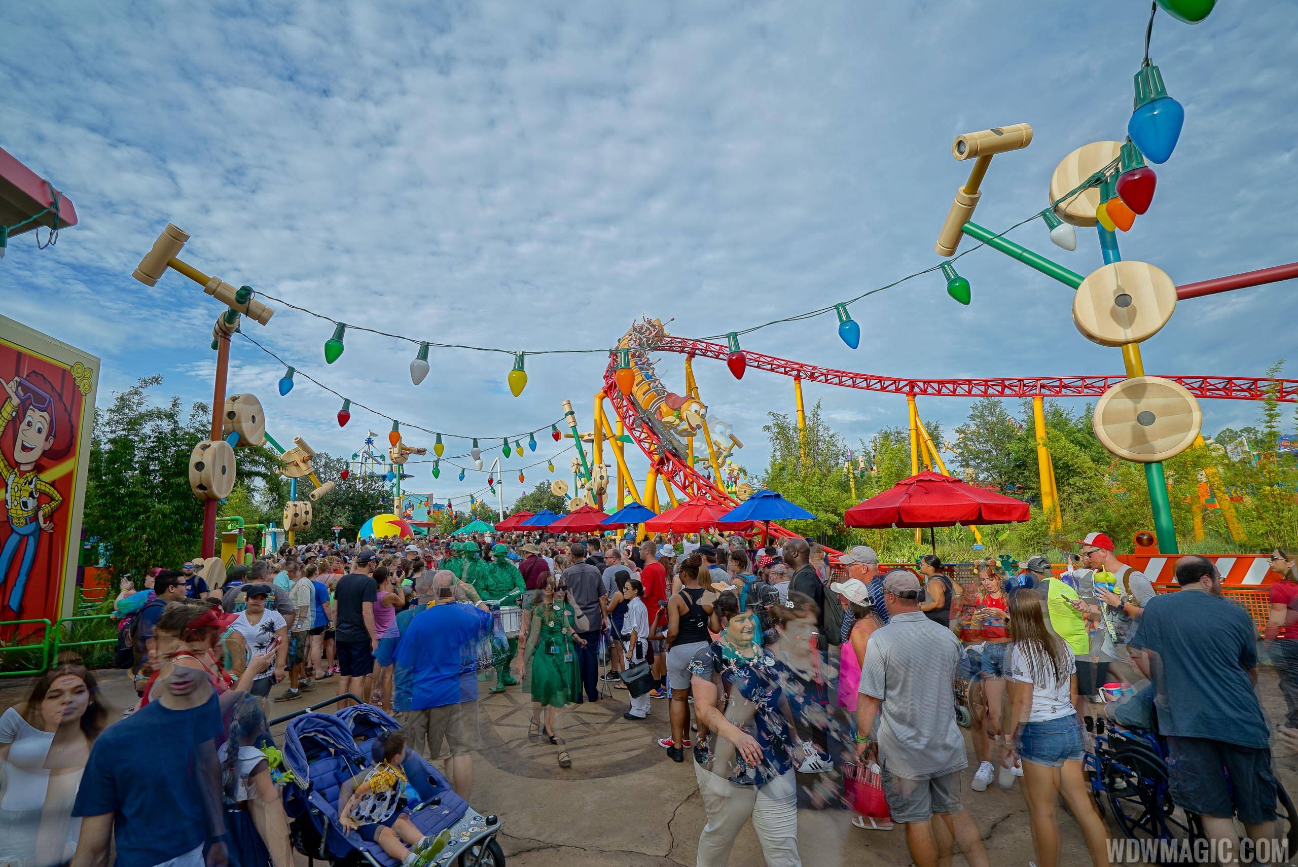 Crowds quickly gathered inside Toy Story Land