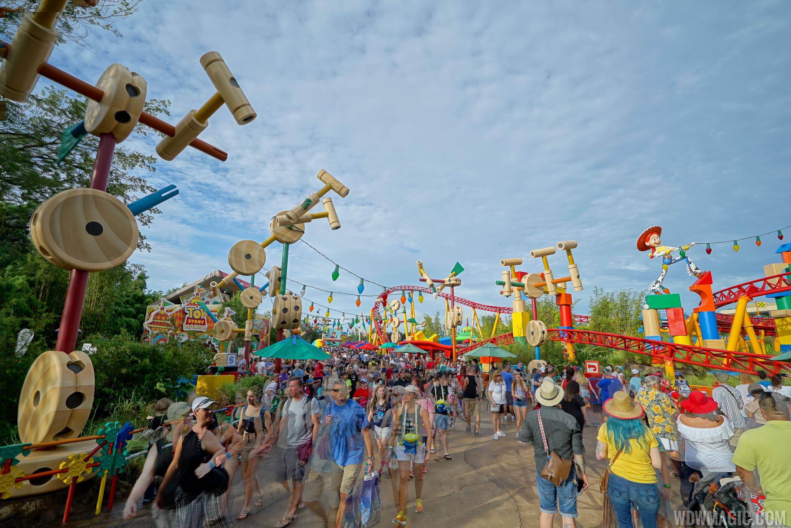 Very busy main walkway in Toy Story Land