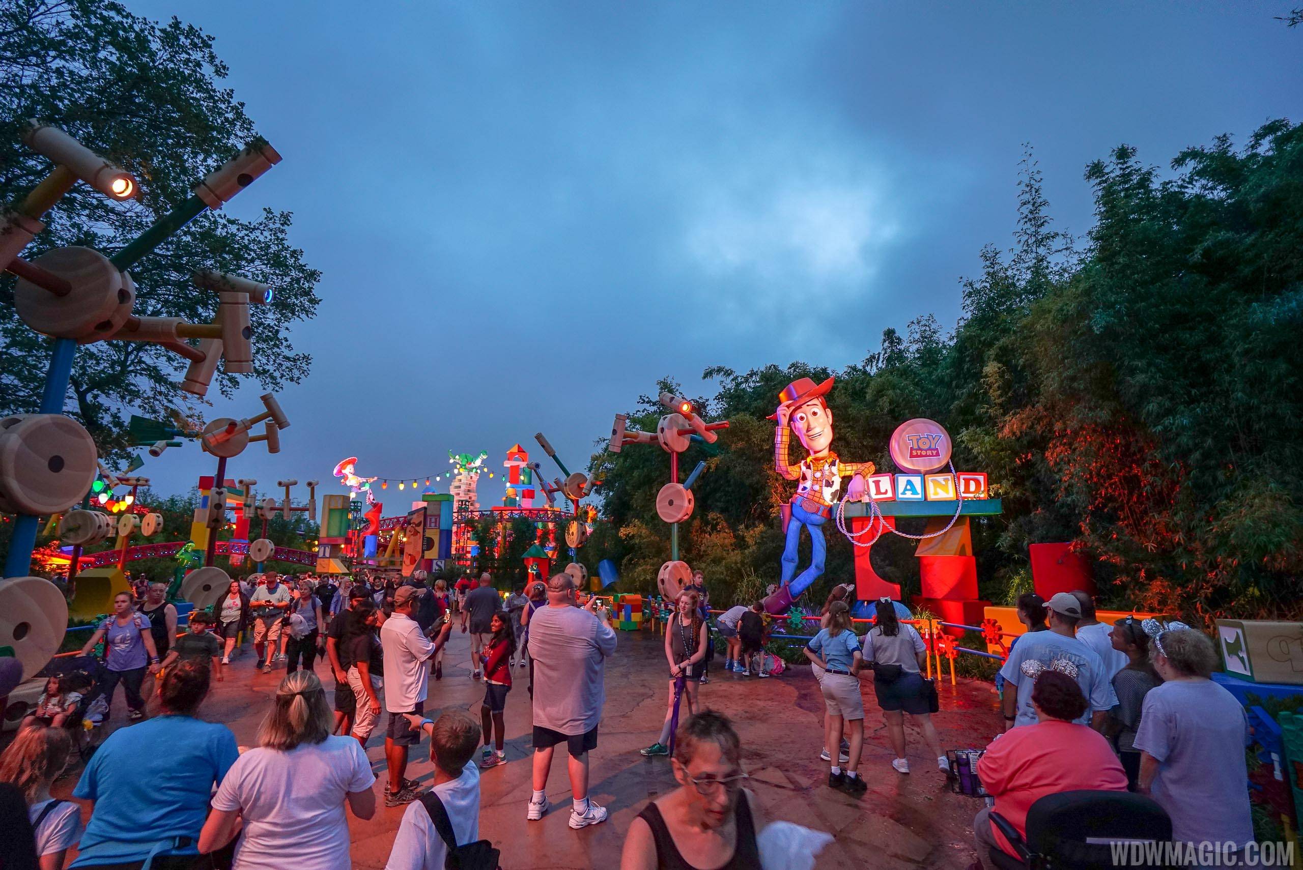 Toy Story Land at night