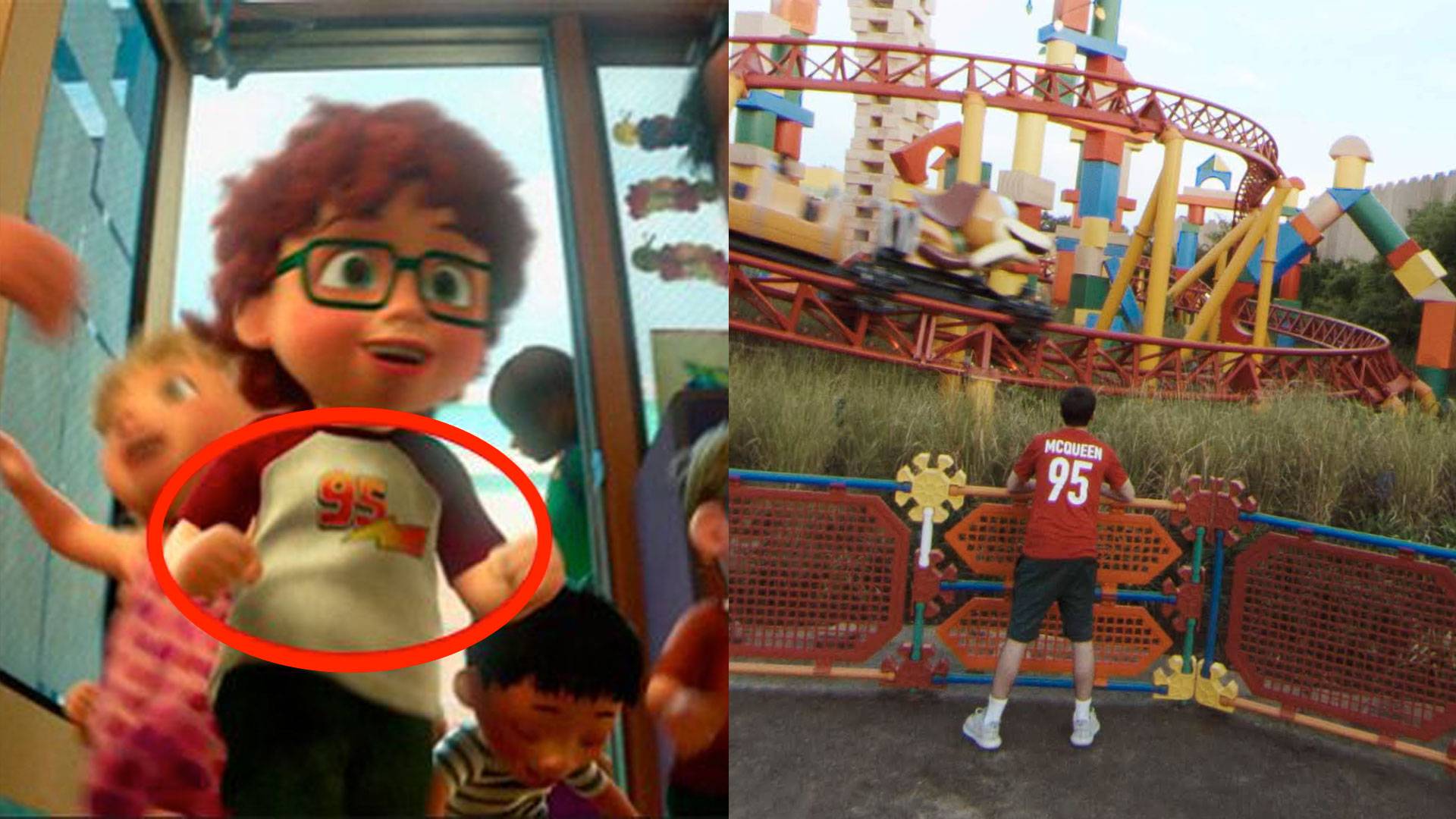 A sports jersey bearing the name “McQueen” and the number “95”, in reference to Lightning McQueen, protagonist from the Cars franchise.